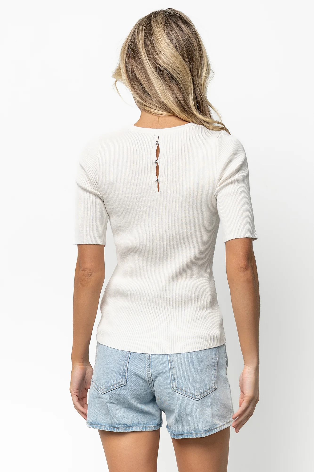 Chiara Ribbed Top | Ivory - Vlounger
