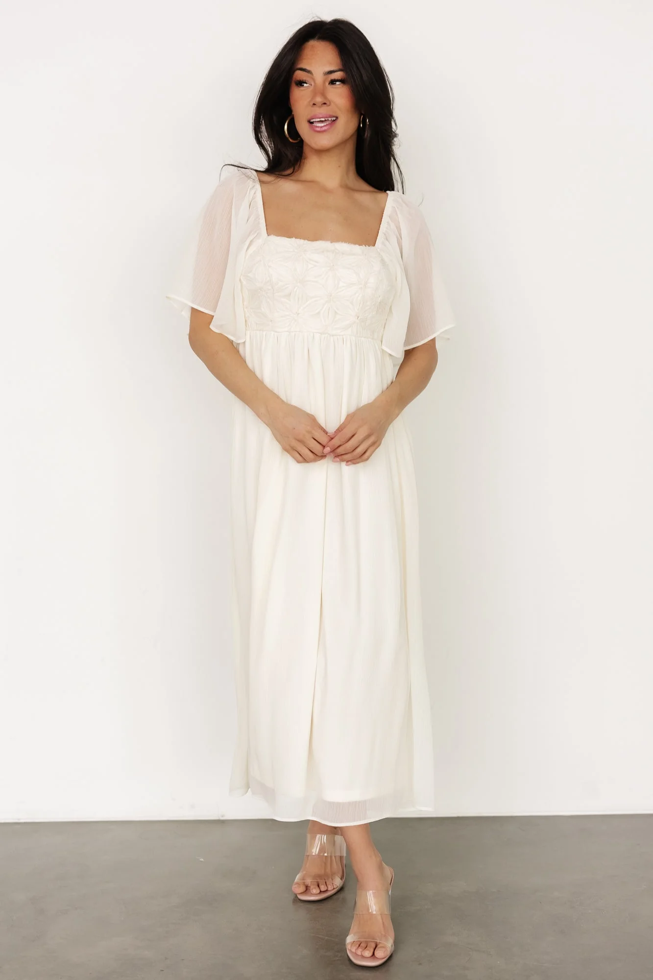 Lilith Applique Midi Dress | Cream - Vlounger