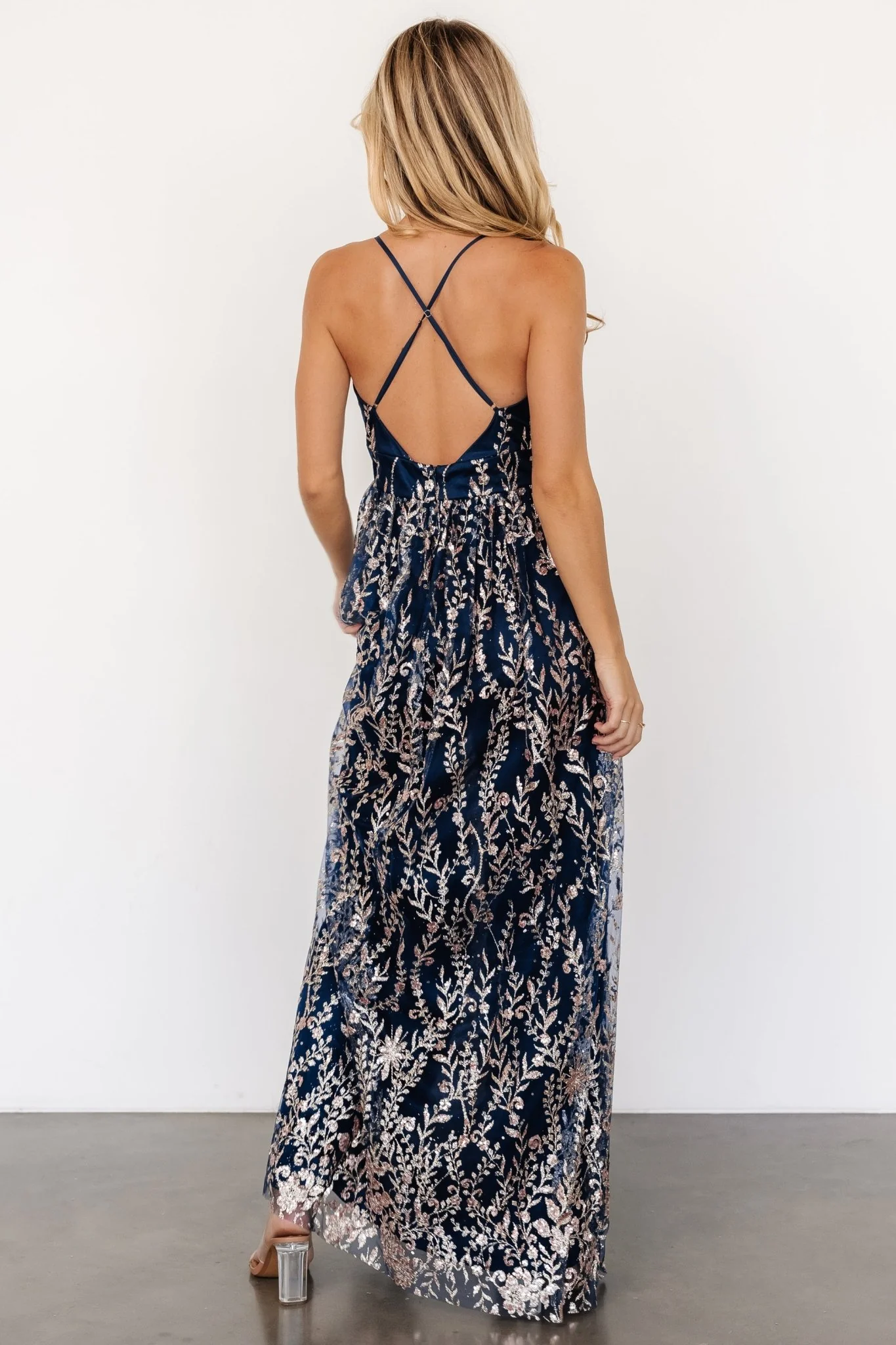 Anisa Shimmer Gown | Navy + Rose - Vlounger