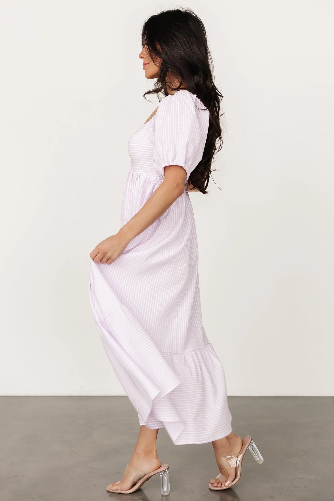 Poppy Midi Dress | Lavender + Off White - Vlounger