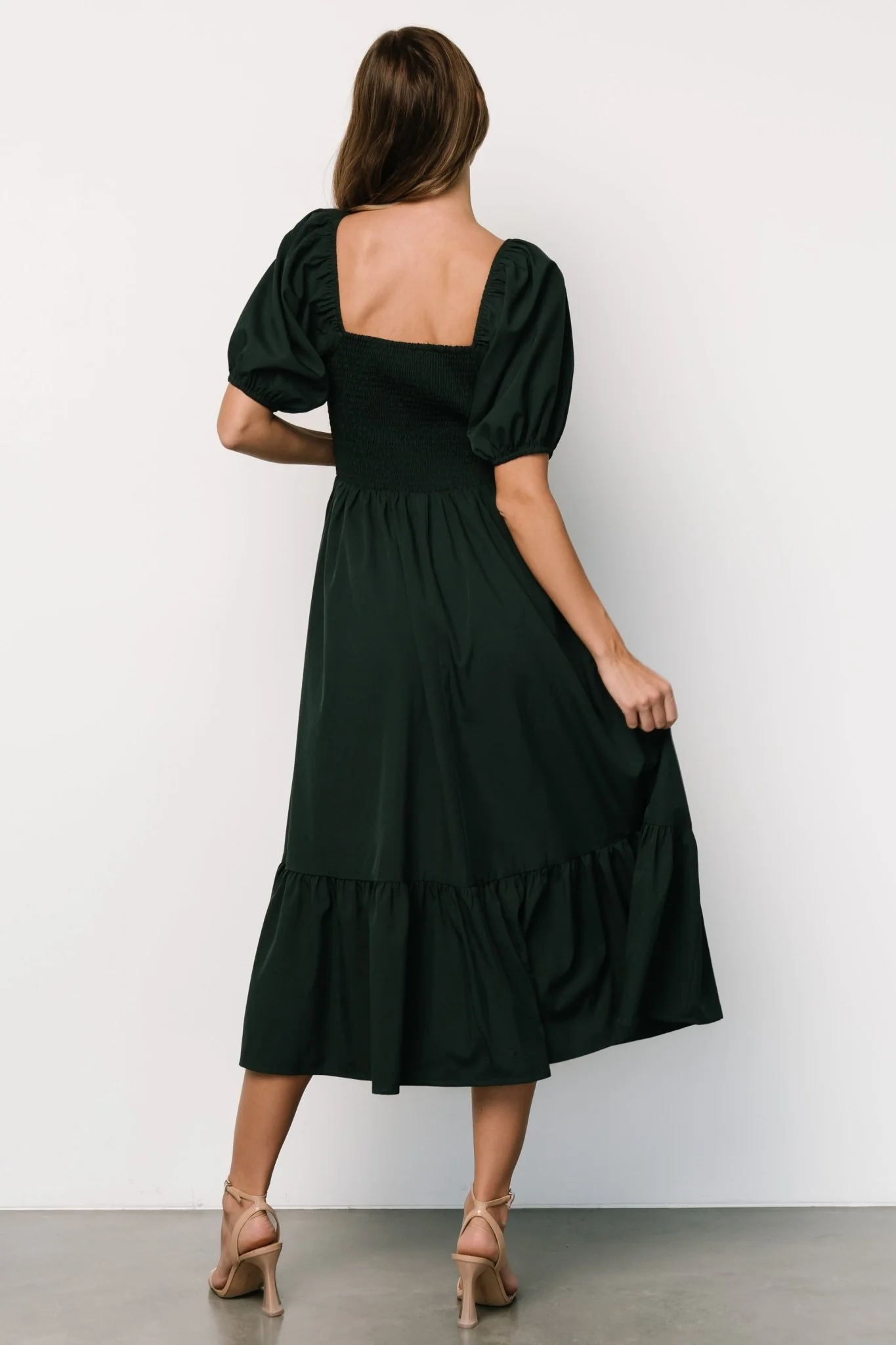 Andrea Pleated Midi Dress | Forest Green - Vlounger
