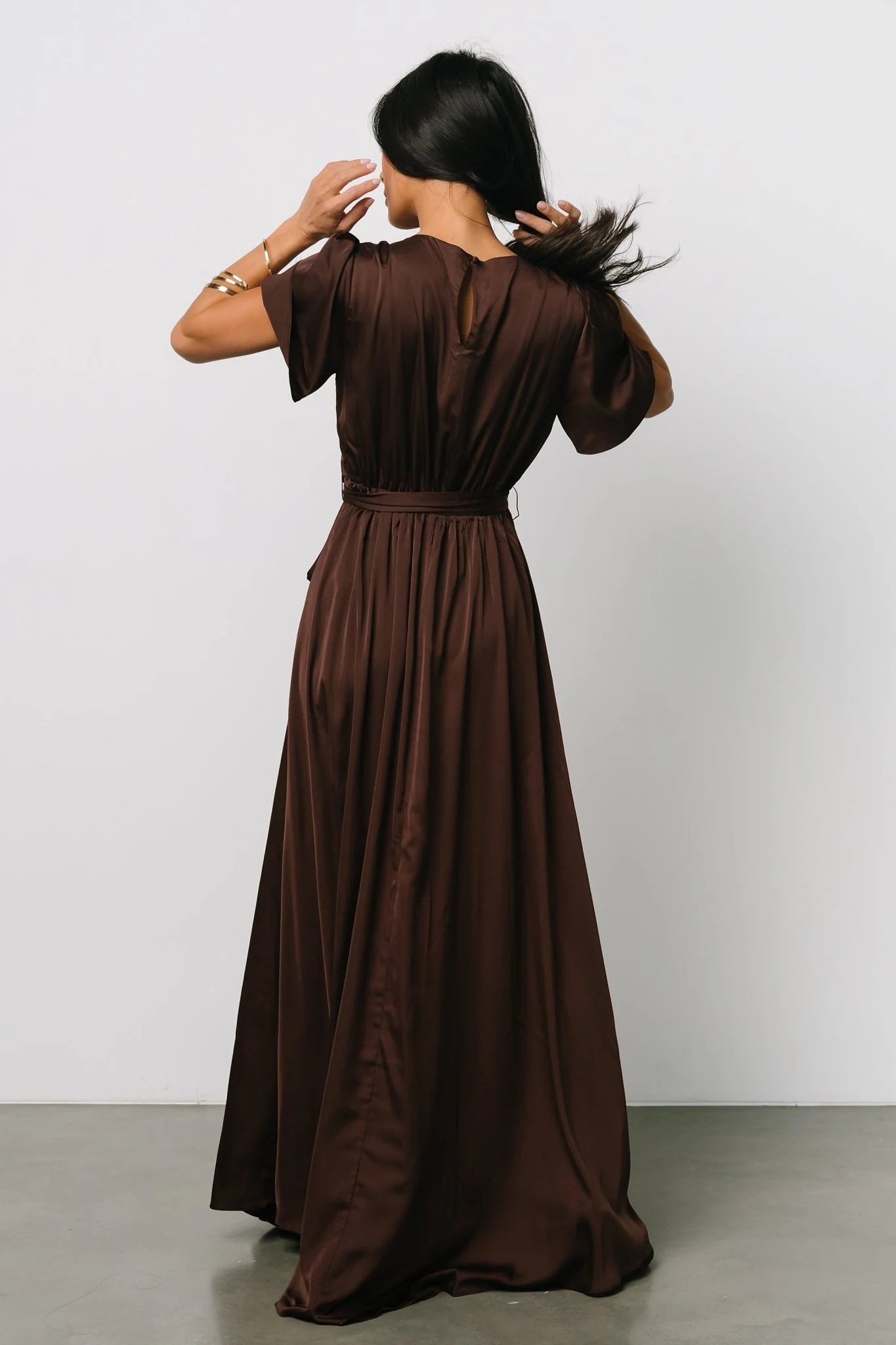 Agnes Satin Maxi Dress | Espresso - Vlounger