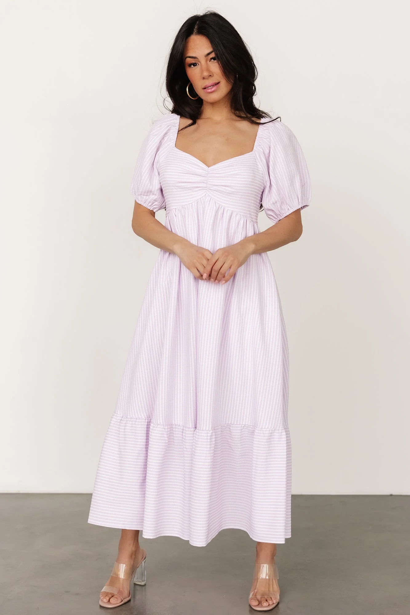 Poppy Midi Dress | Lavender + Off White - Vlounger