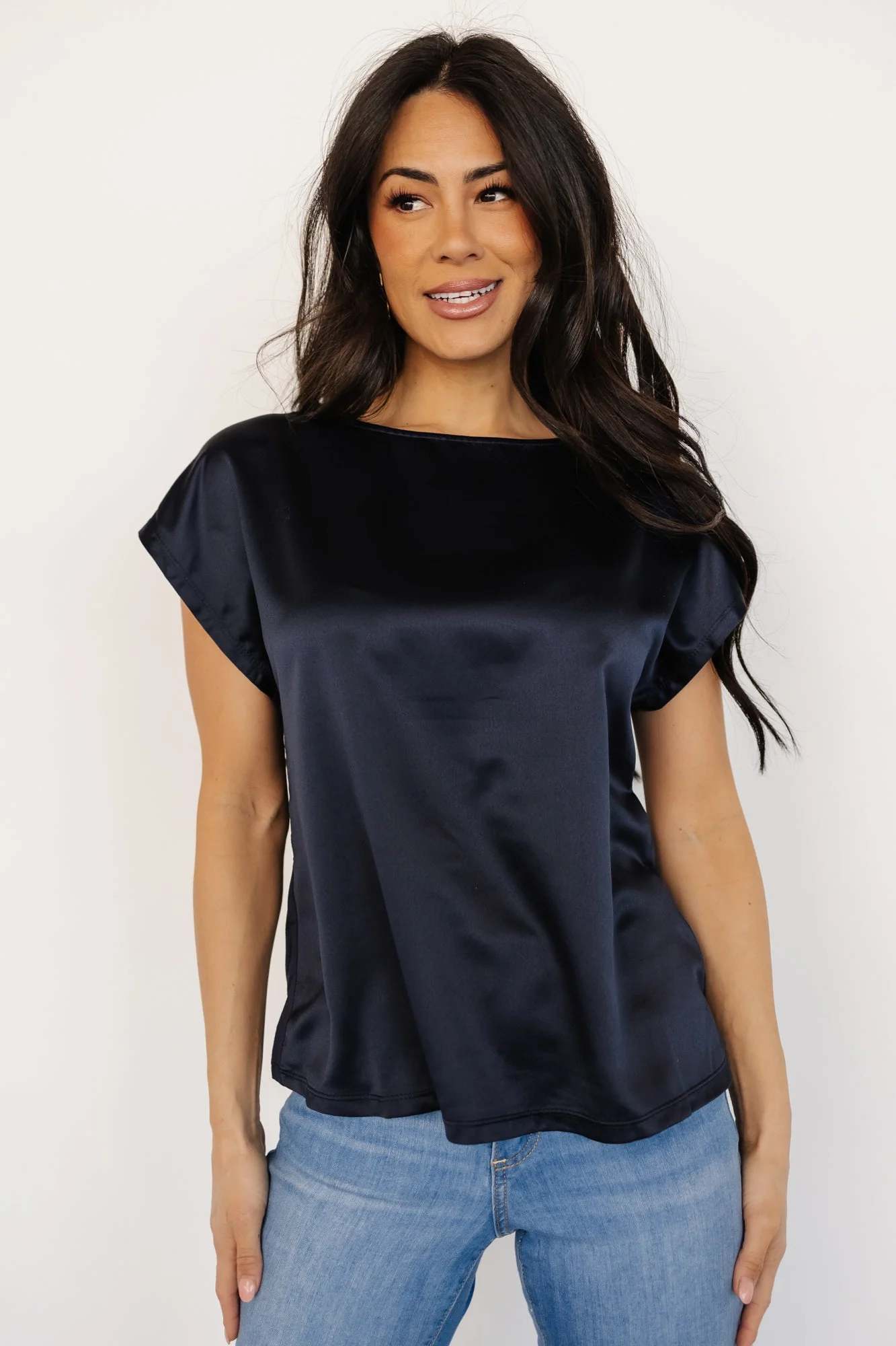Leonie Satin Top | Navy - Vlounger