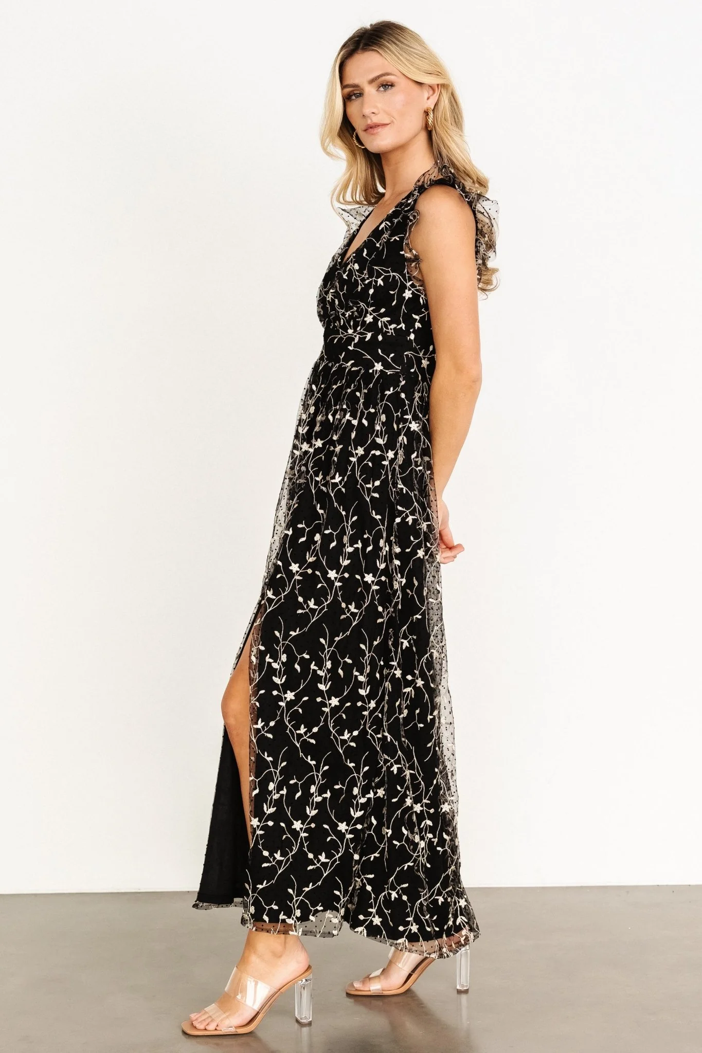 Orza Embroidered Maxi Dress | Black - Vlounger