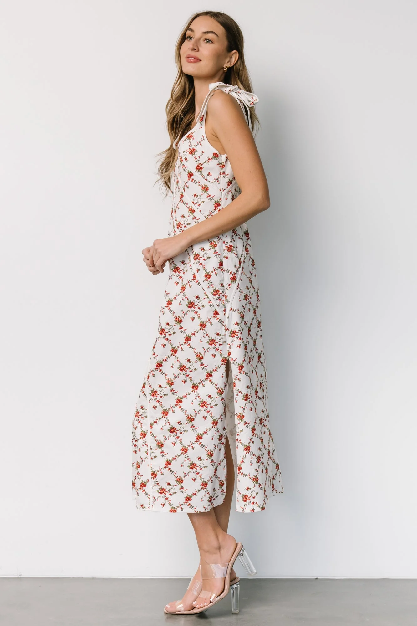 Isla Tank Dress | Off White + Red Floral - Vlounger