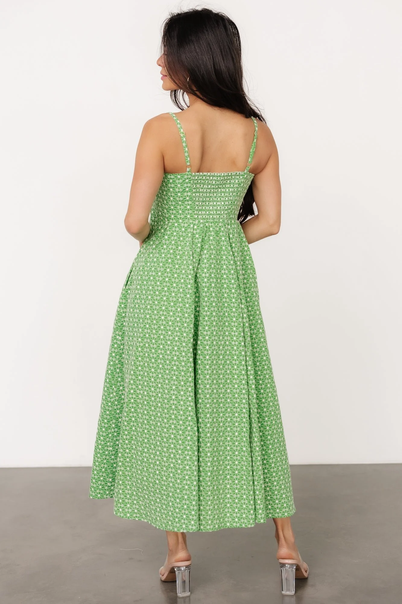 Gracelyn Embroidered Sweetheart Dress | Green Floral - Vlounger