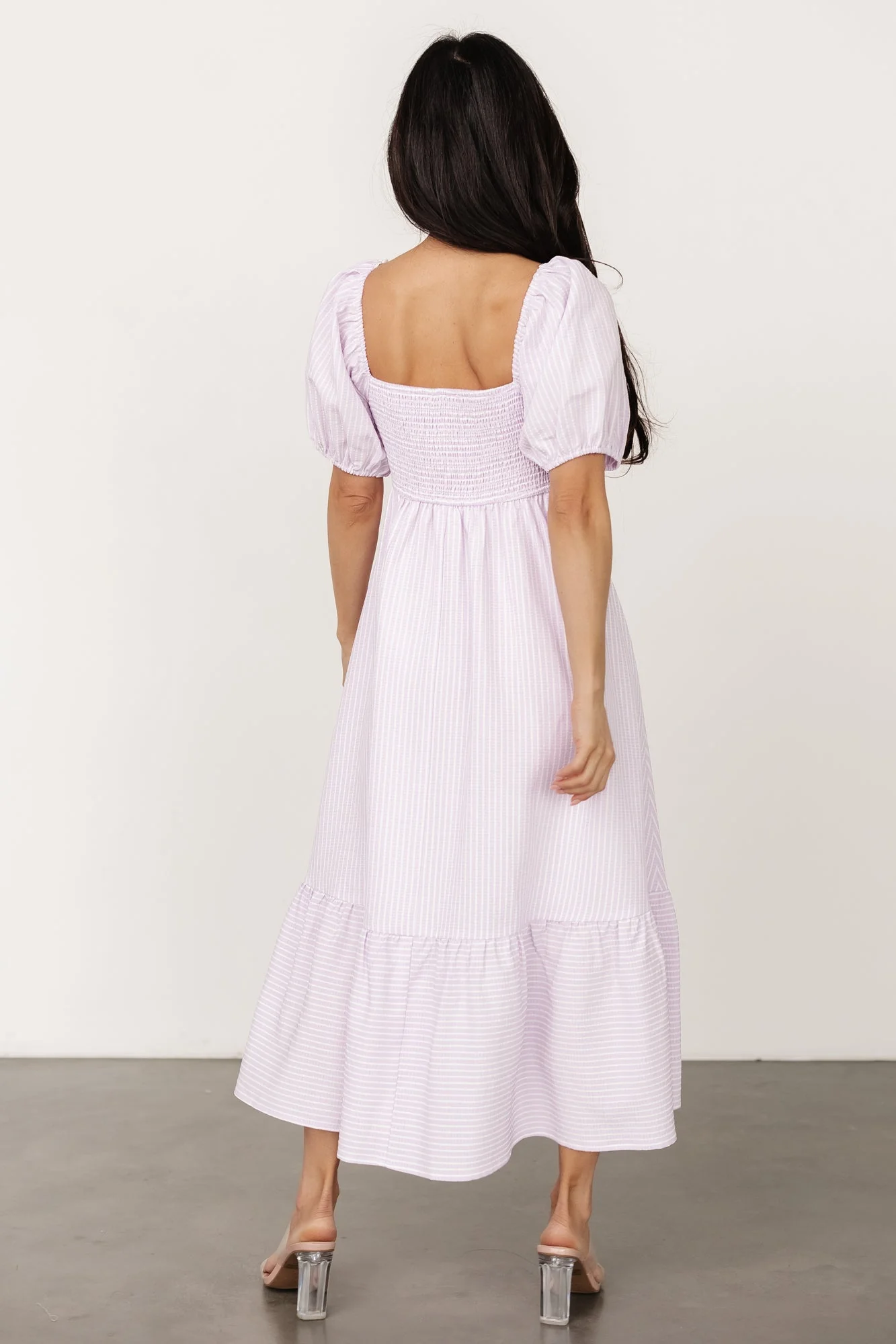 Poppy Midi Dress | Lavender + Off White - Vlounger