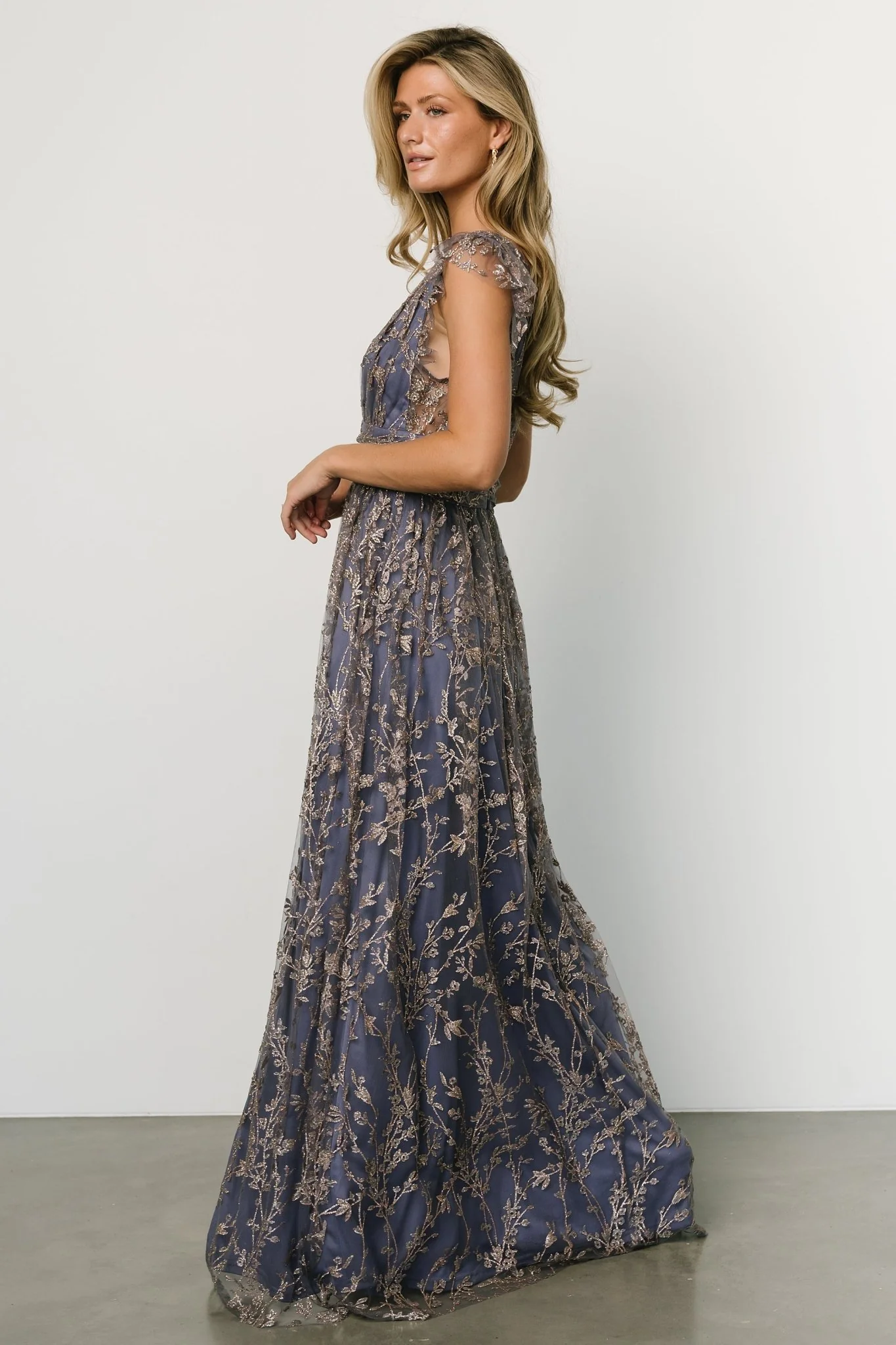 Arlene Shimmer Gown | Blue + Gold - Vlounger