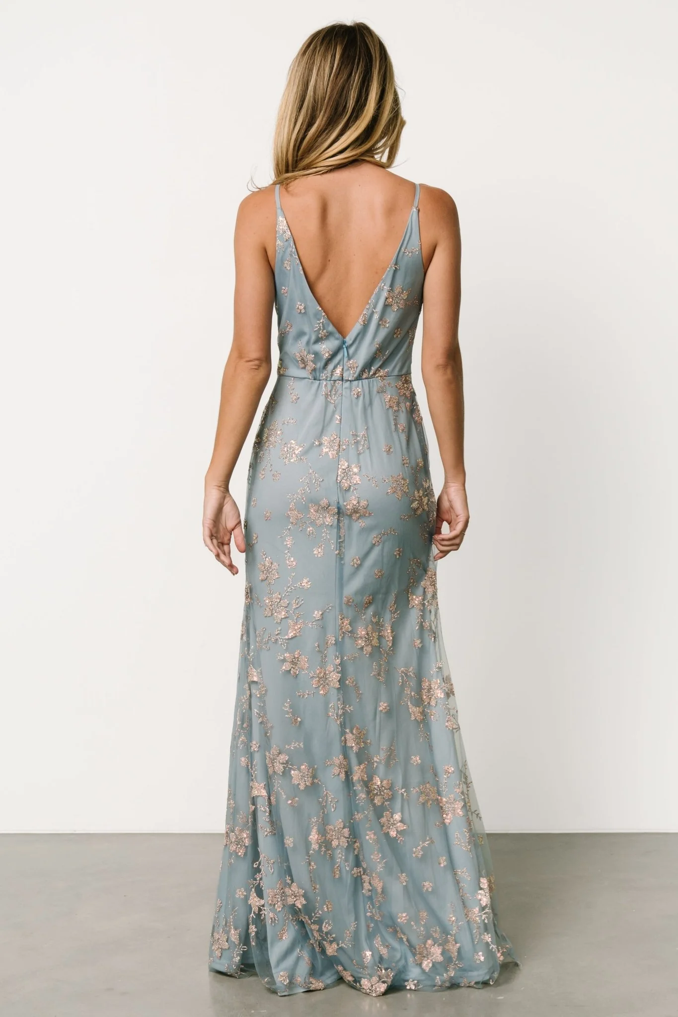 Marcia Sparkle Gown | Light Blue + Rose Gold - Vlounger