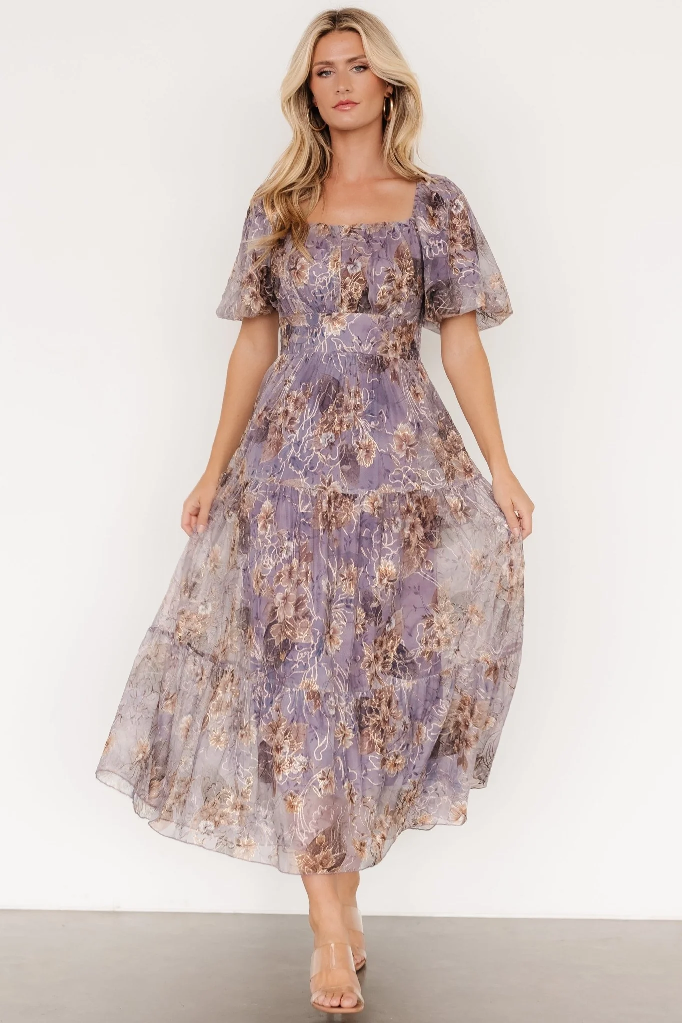 Annabeth Midi Dress | Lavender Floral - Vlounger