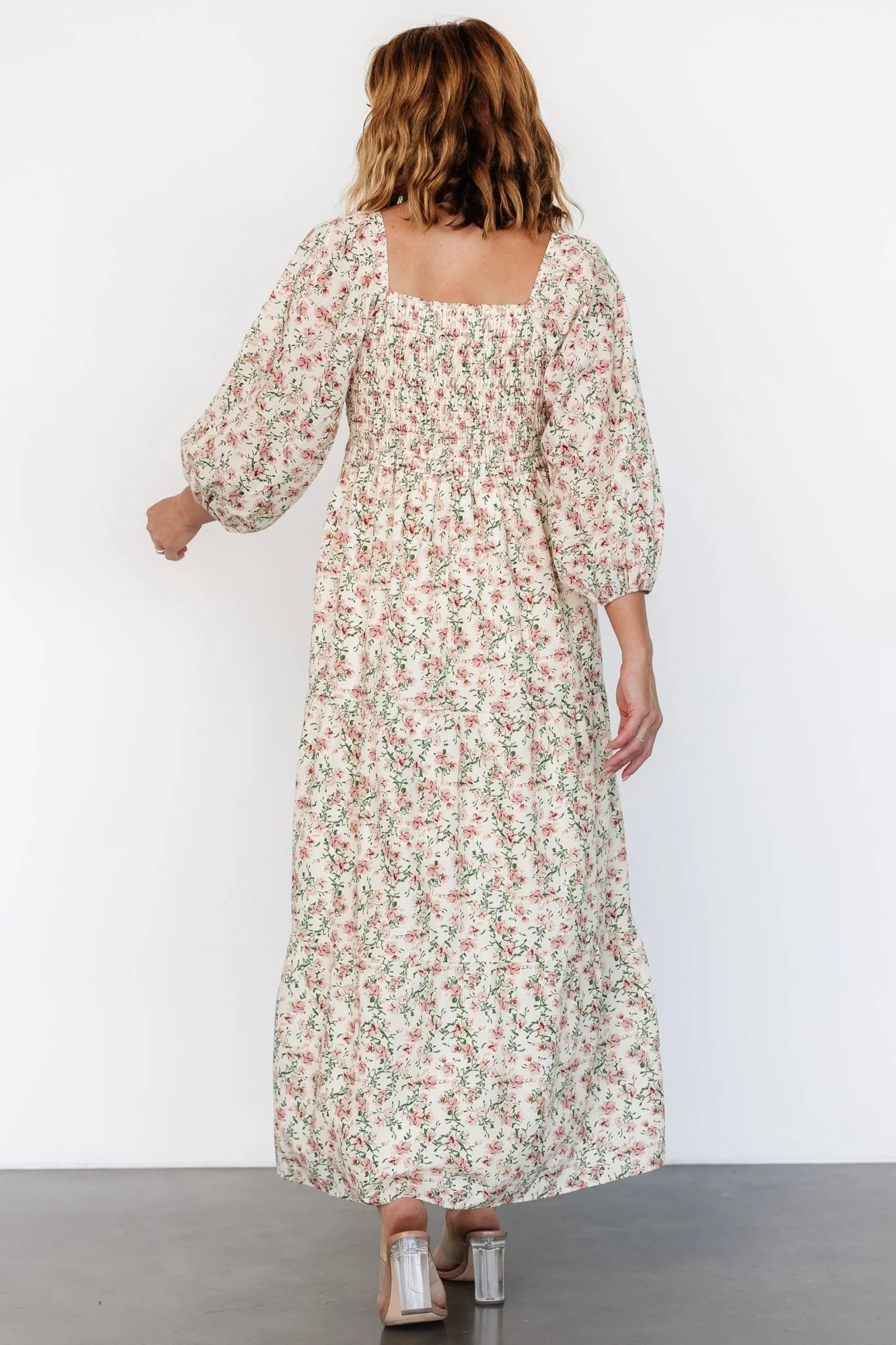 Louisa Smocked Maxi Dress | Cream Floral - Vlounger