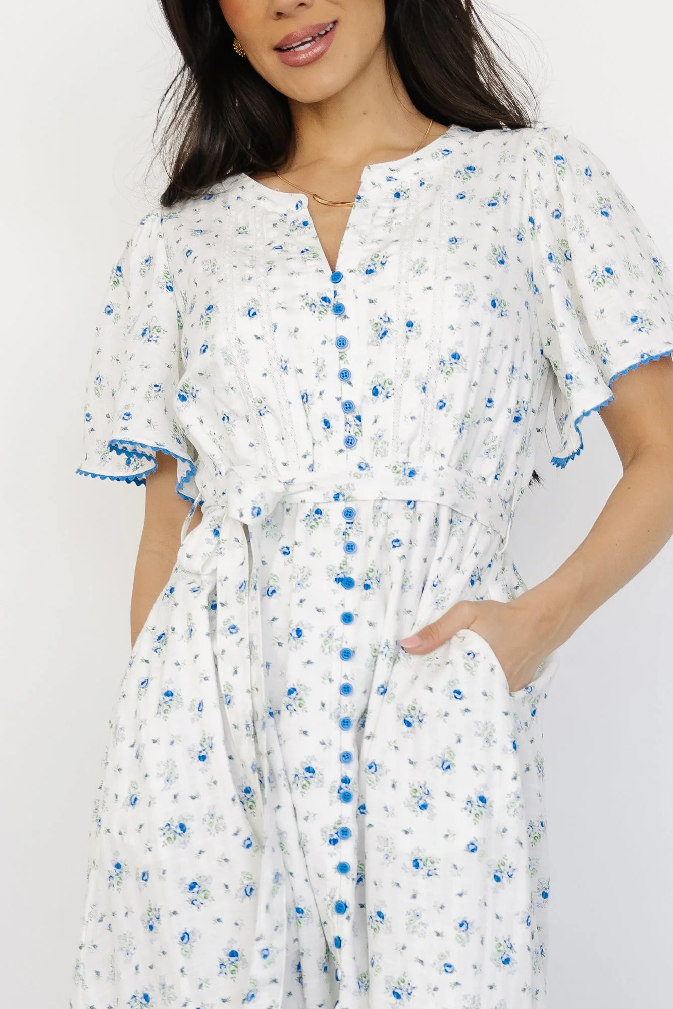 Janie Midi Dress | Ivory Multi Floral - Vlounger