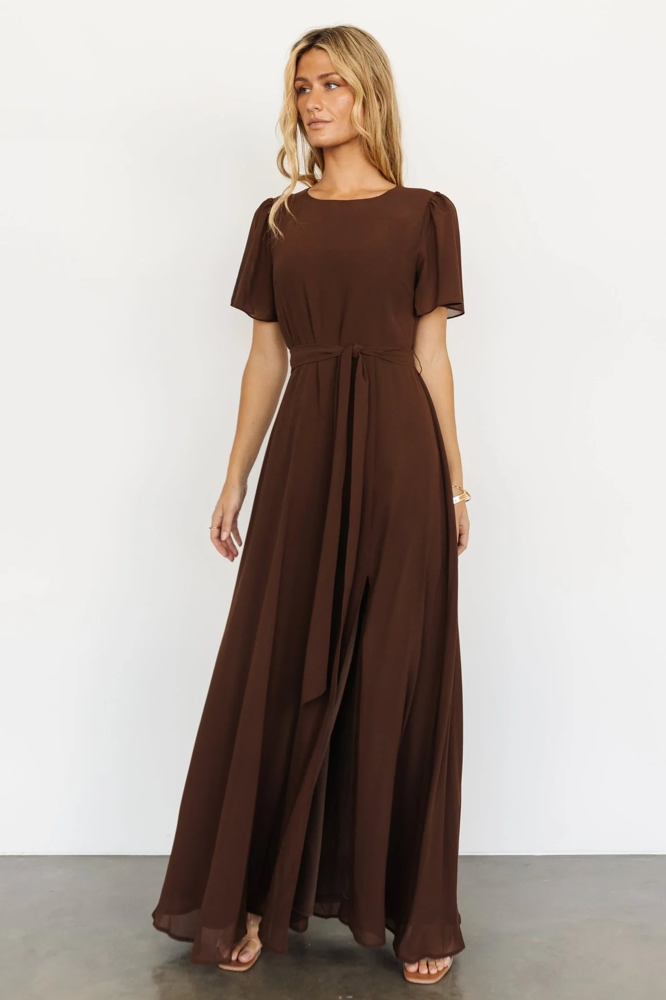 Naomi Short Sleeve Maxi Dress | Espresso - Vlounger