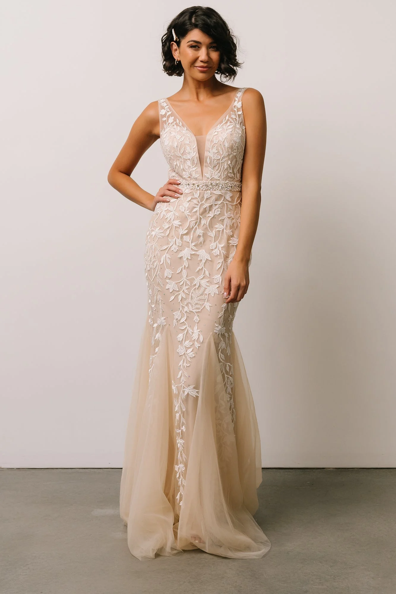 Fleurette Bridal Gown | Beige + Ivory - Vlounger