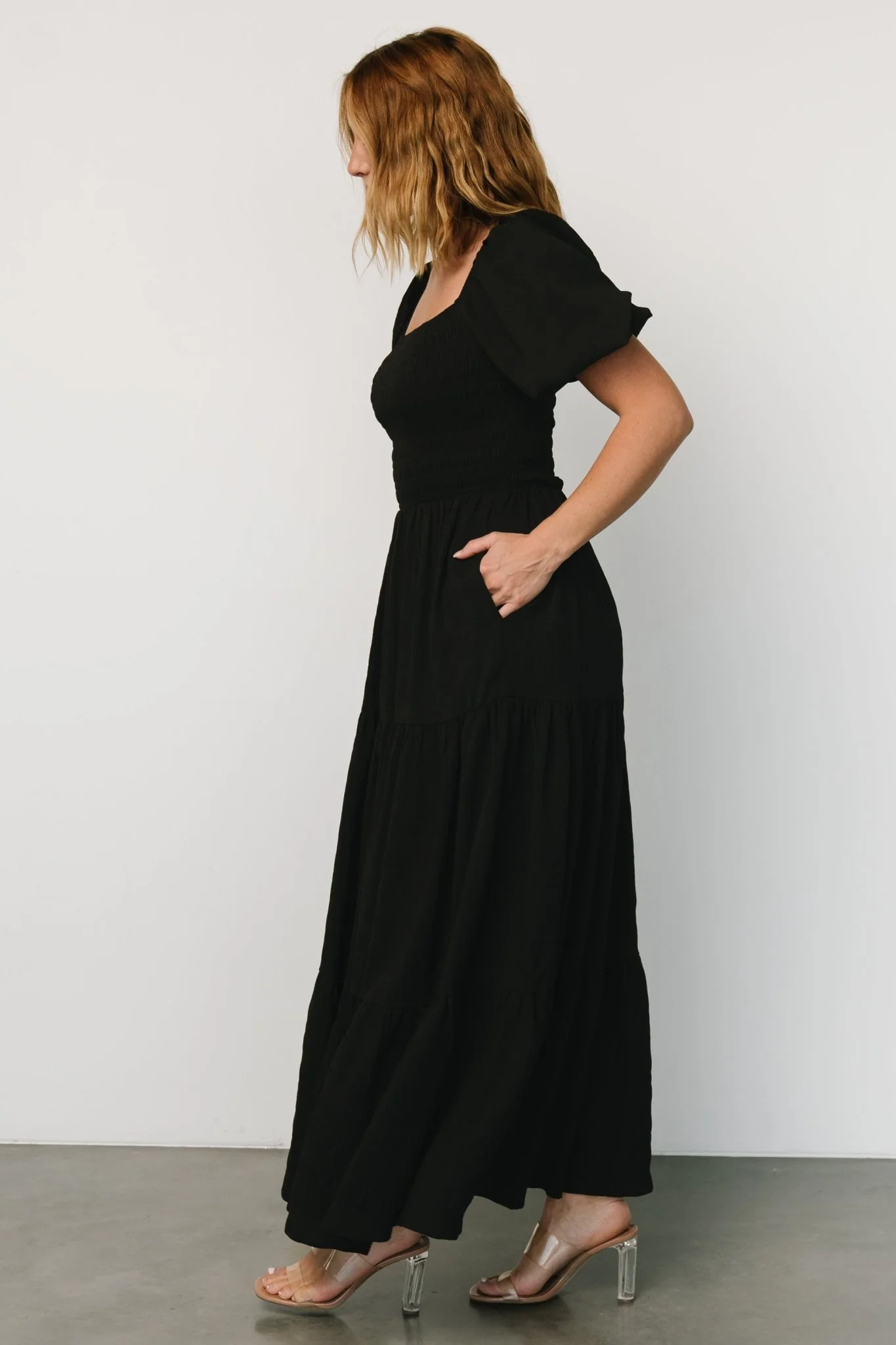 Amaya Smocked Dress | Black - Vlounger