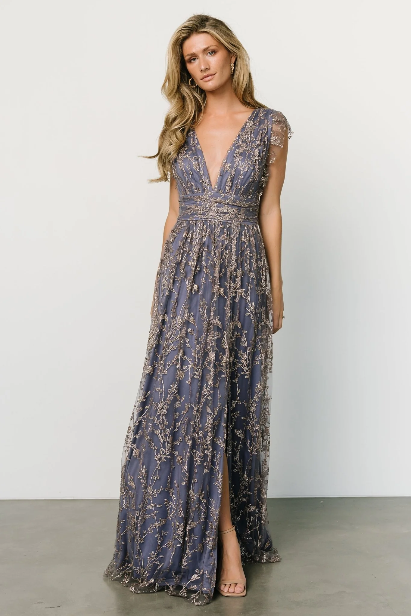 Arlene Shimmer Gown | Blue + Gold - Vlounger