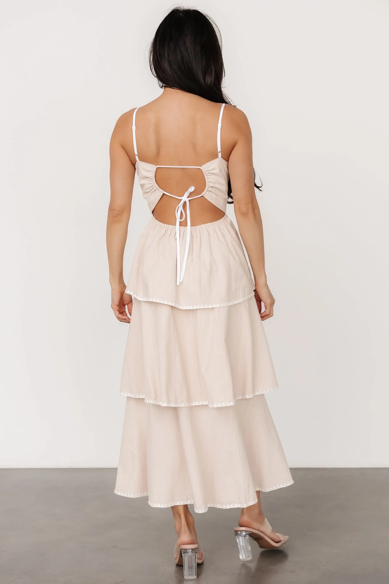 Odette Tiered Dress | Natural + White - Vlounger