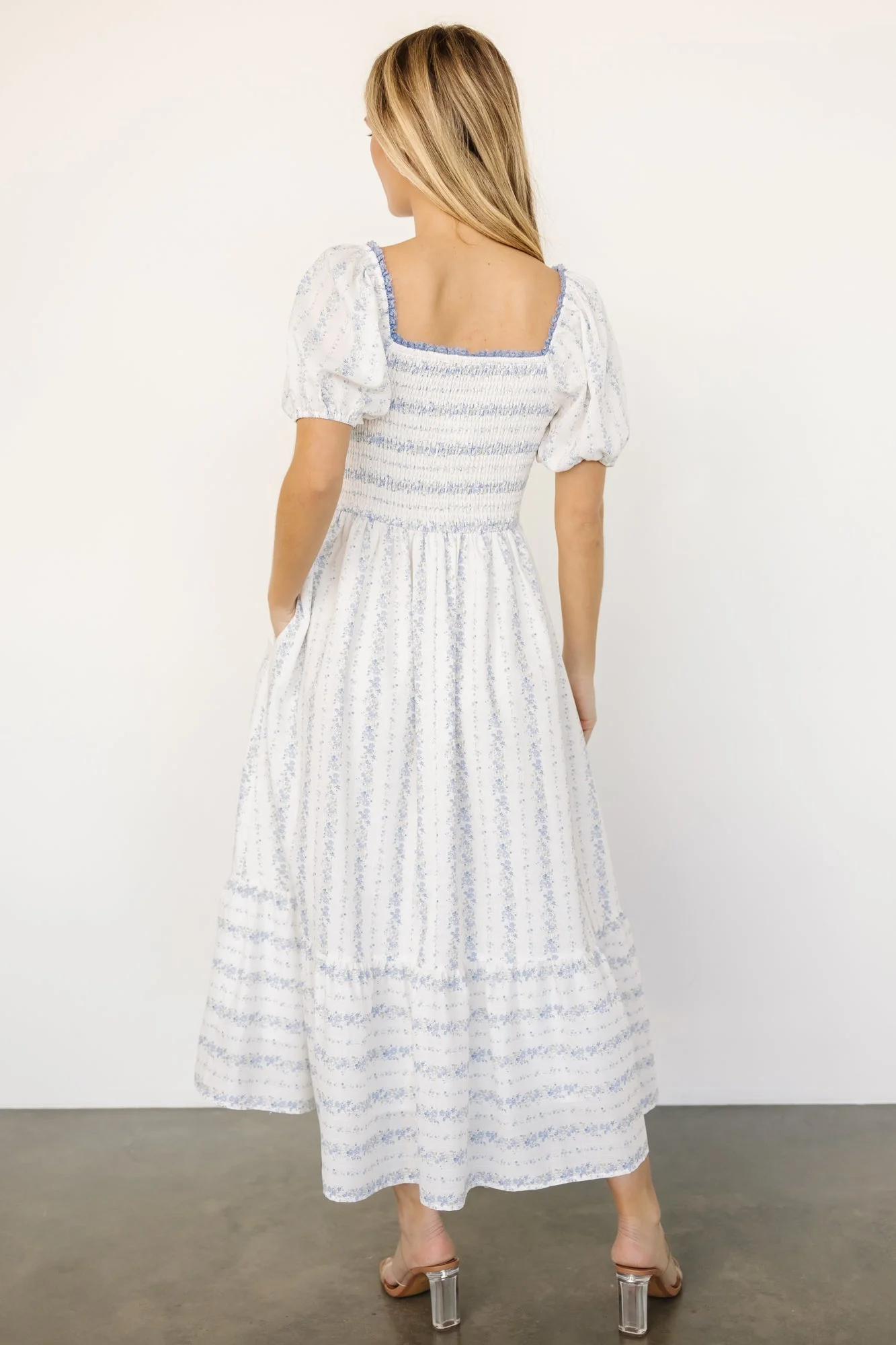 Martine Puff Sleeve Dress | Ivory Multi Floral - Vlounger