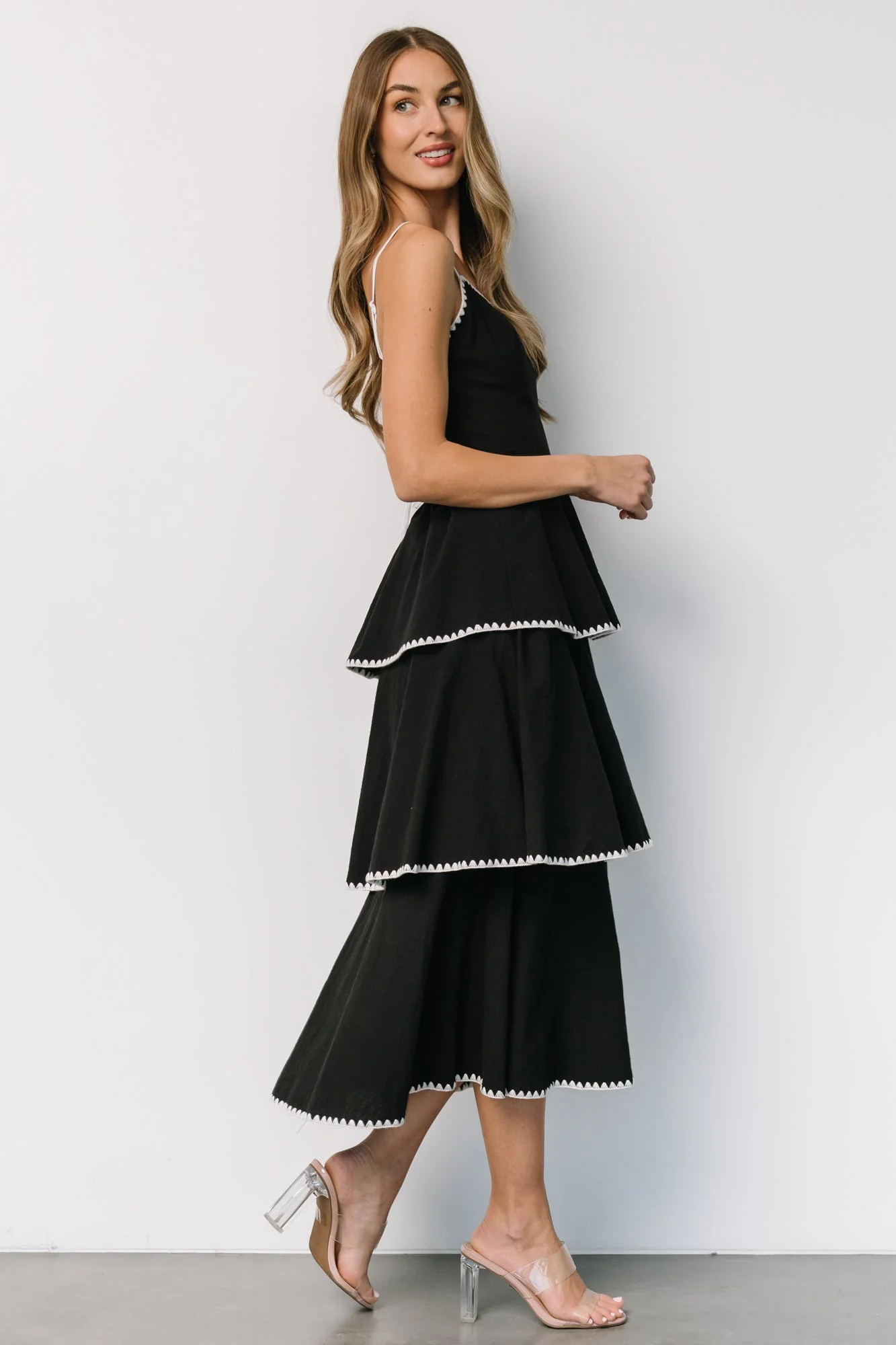 Odette Tiered Dress | Black + White - Vlounger