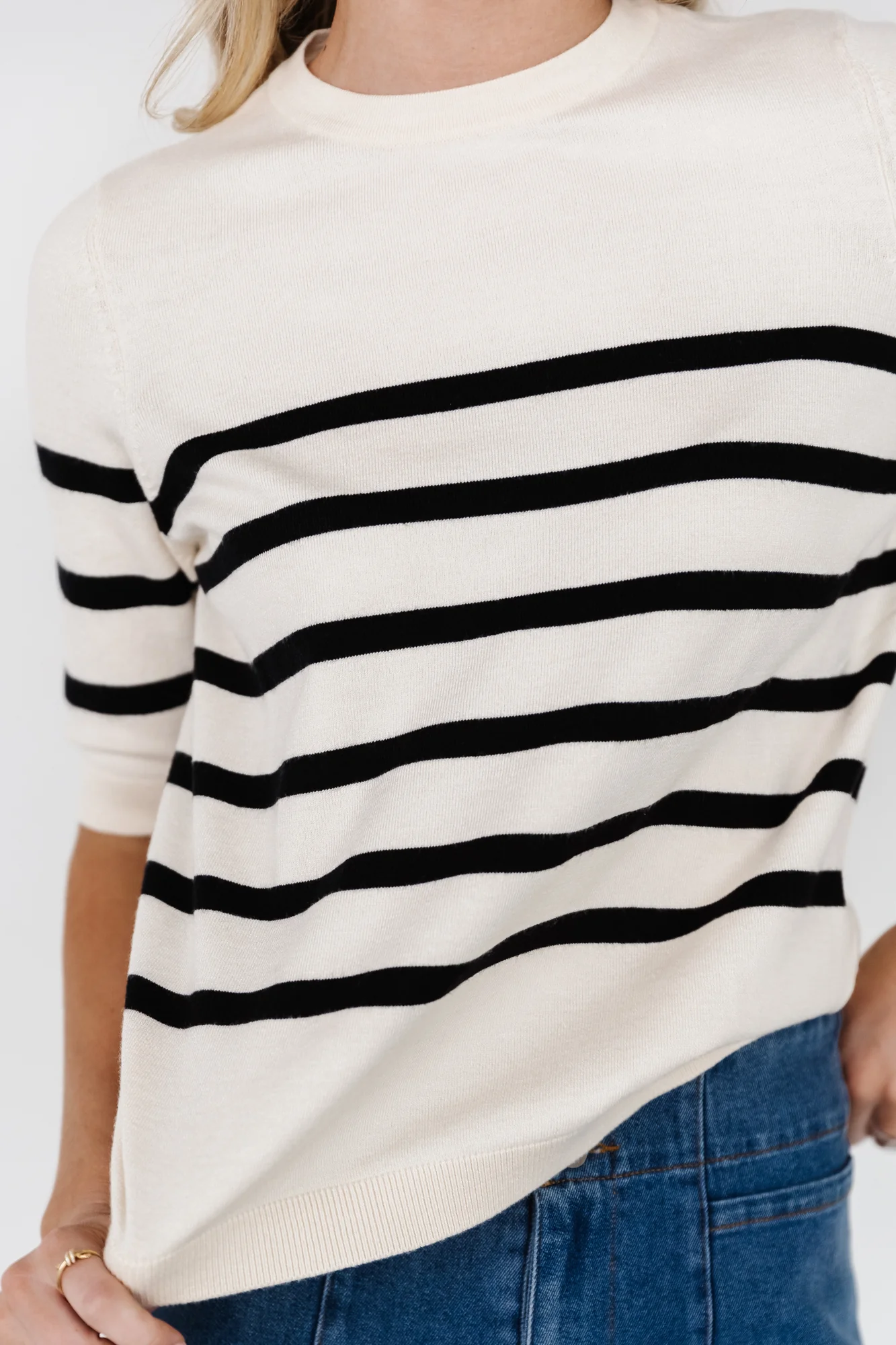 Huntington Striped Top | Cream + Black - Vlounger