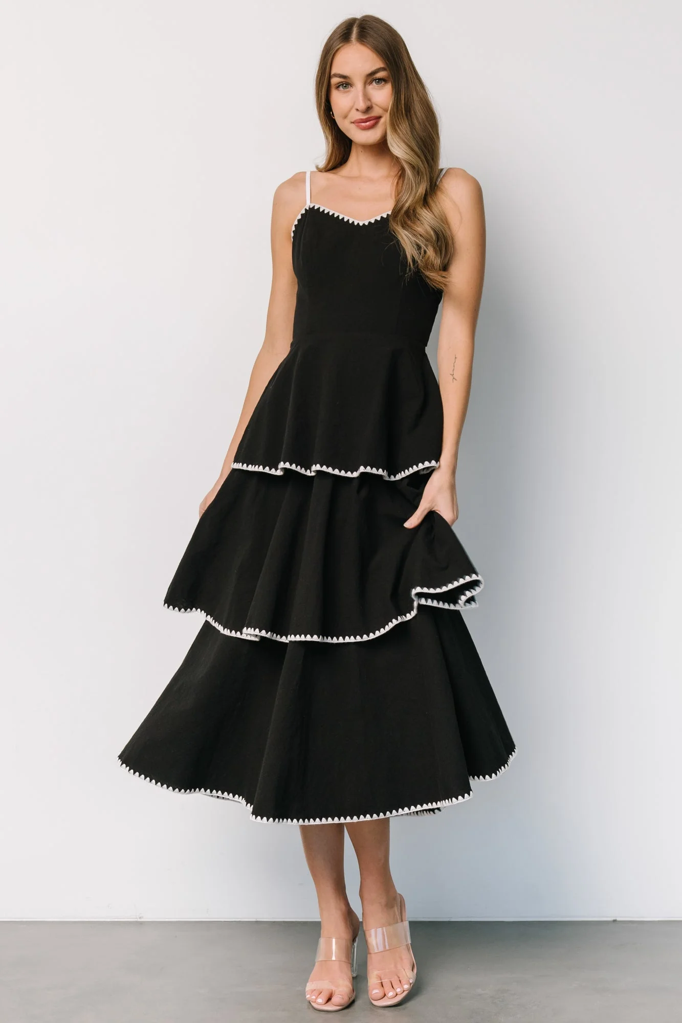 Odette Tiered Dress | Black + White - Vlounger