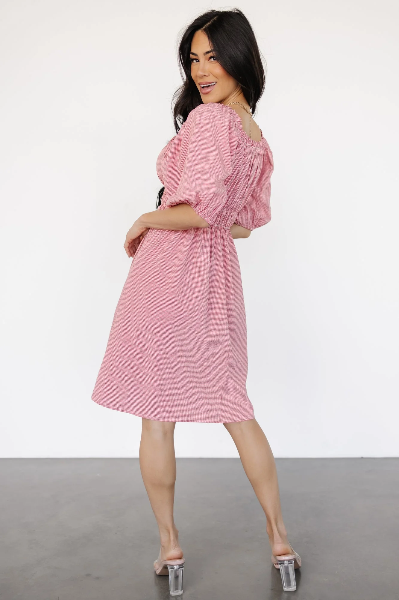 Shawna Short Dress | Red Gingham Print - Vlounger