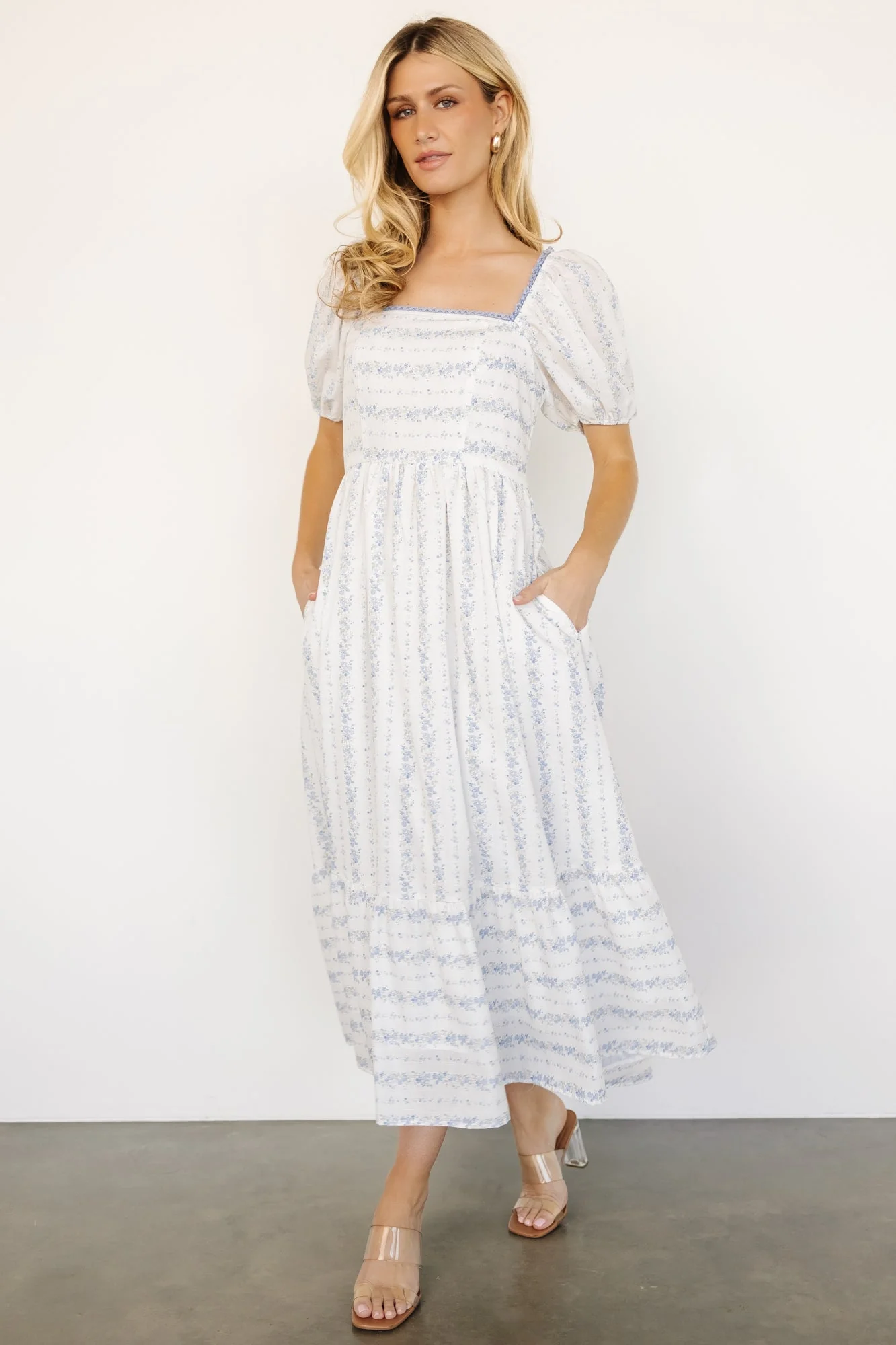 Martine Puff Sleeve Dress | Ivory Multi Floral - Vlounger