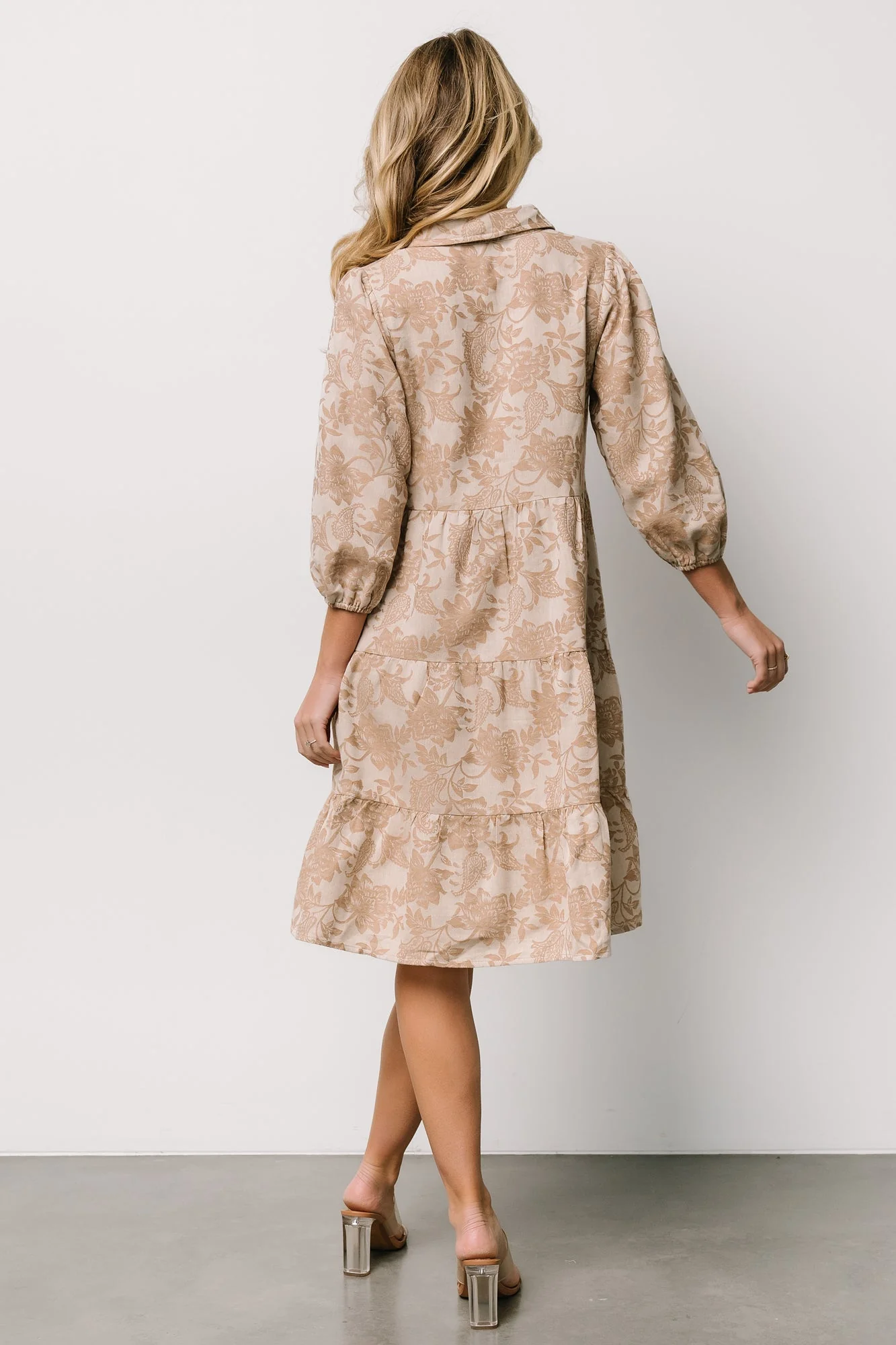 Dakota Babydoll Dress | Taupe Print - Vlounger