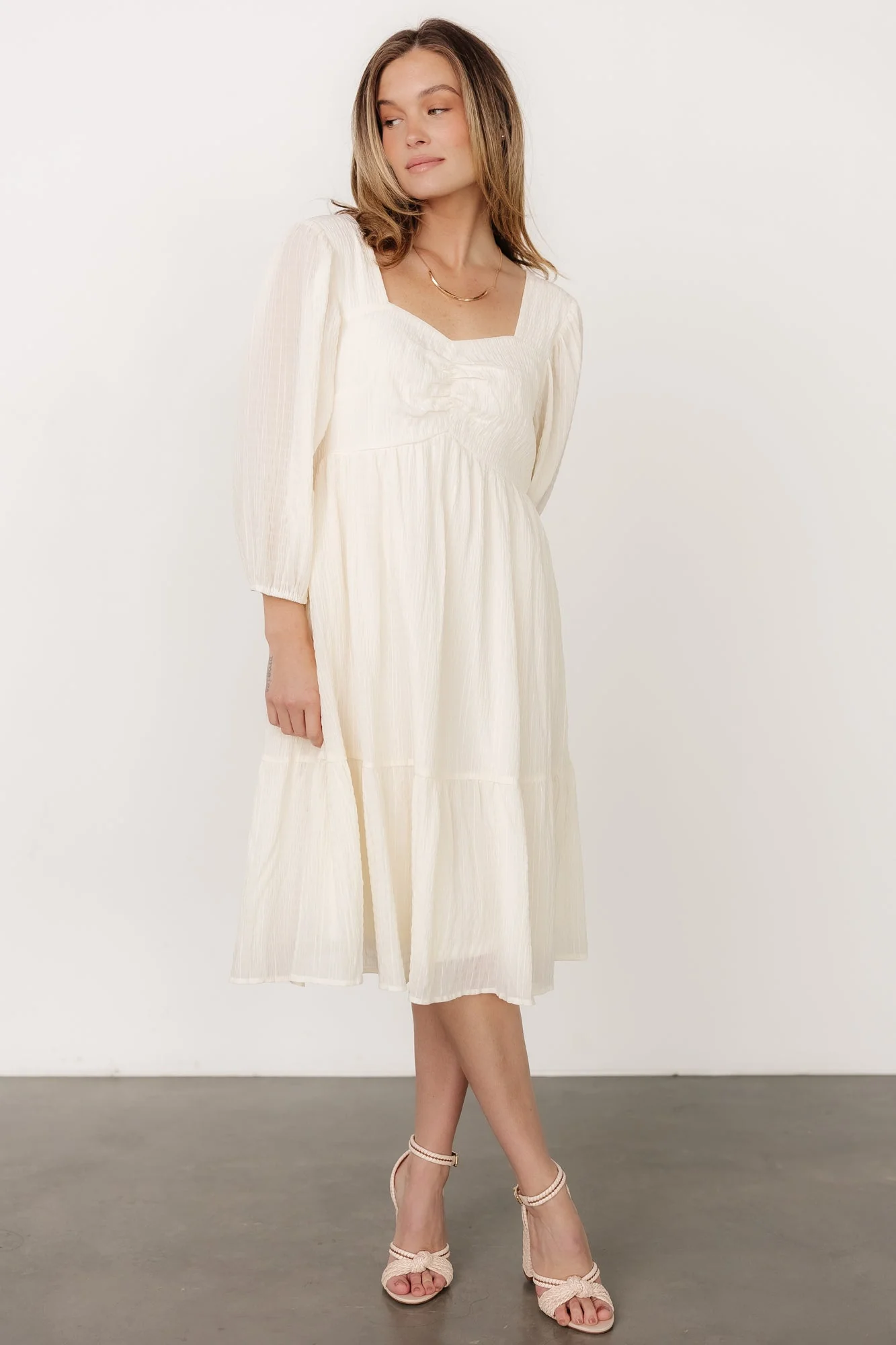 Vaeda Midi Dress | Cream - Vlounger