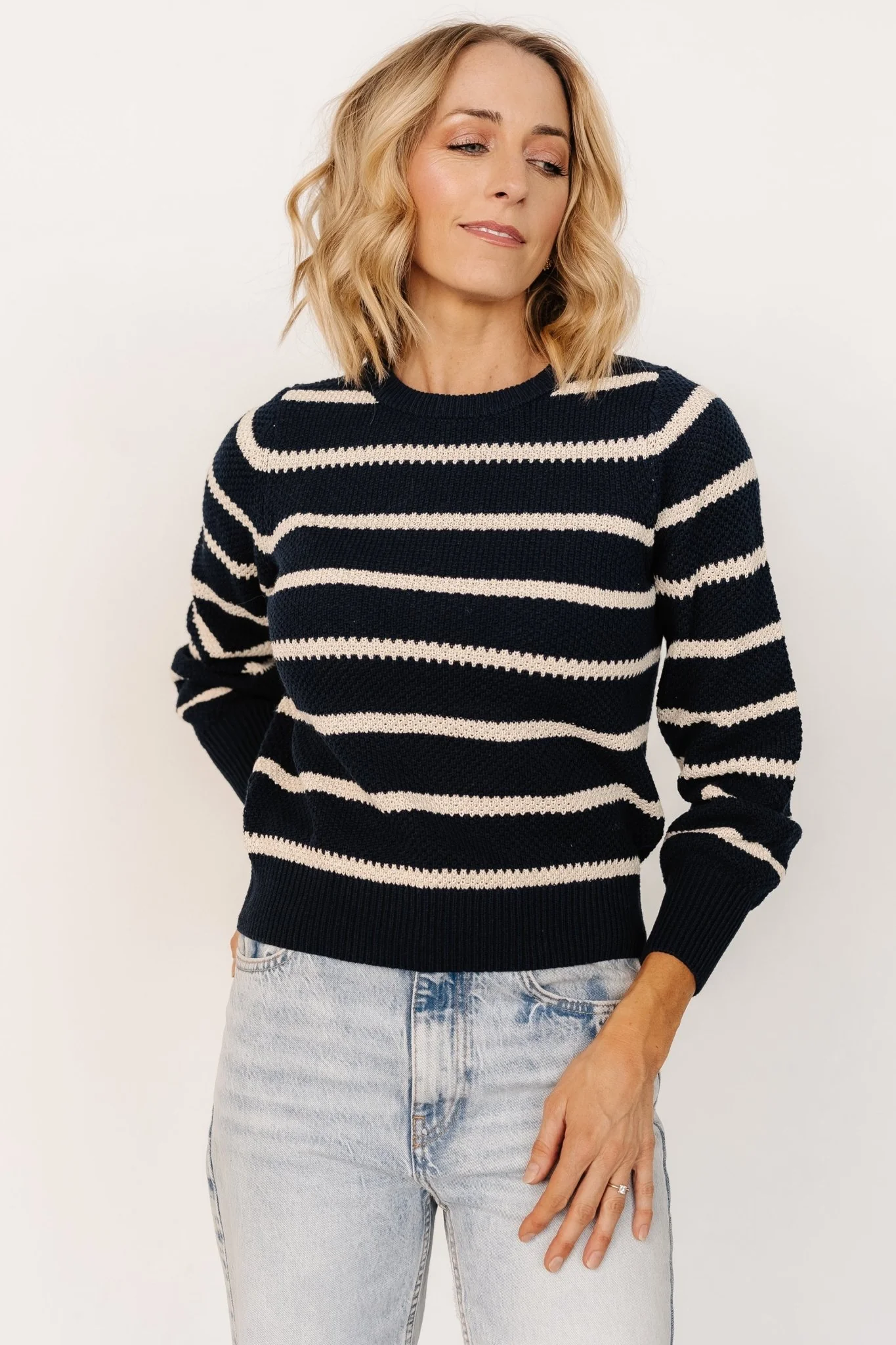 Rianne Knit Sweater | Navy + Cream Stripe - Vlounger