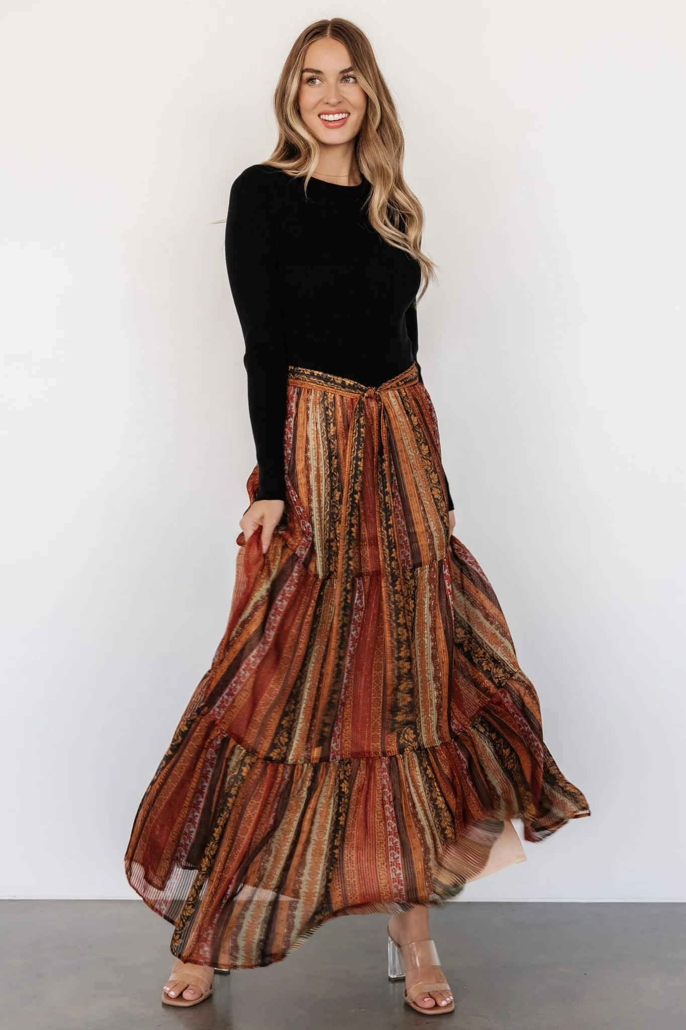 Emryn Sweater Dress | Black + Multi Print - Vlounger