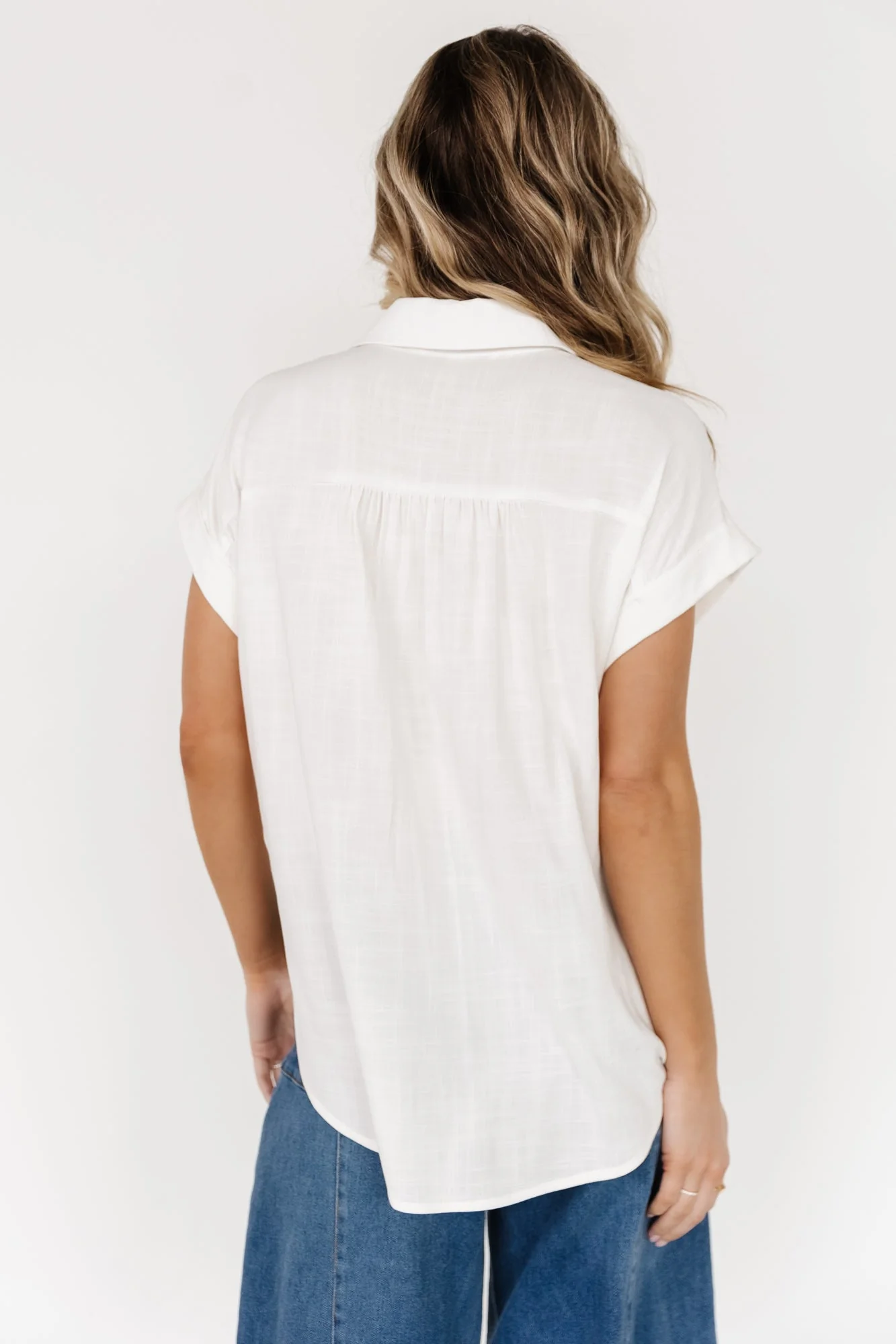Clarke Button Up Top | Off White - Vlounger