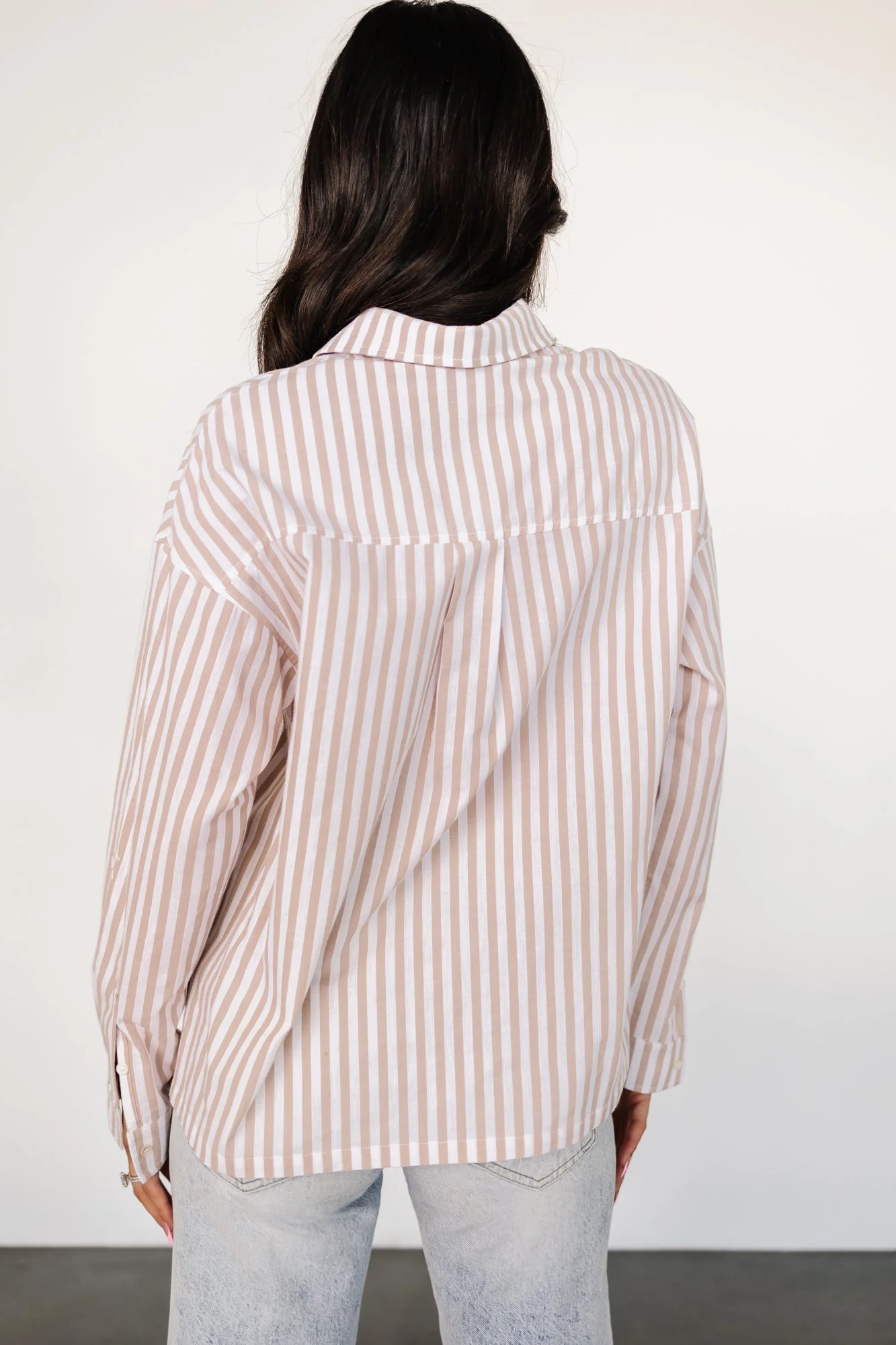 Shasta Button Up Top | Beige Stripe - Vlounger