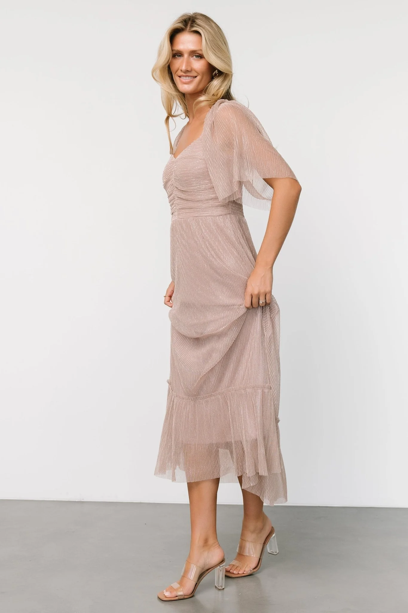 Elea Shimmer Dress | Vintage Rose - Vlounger