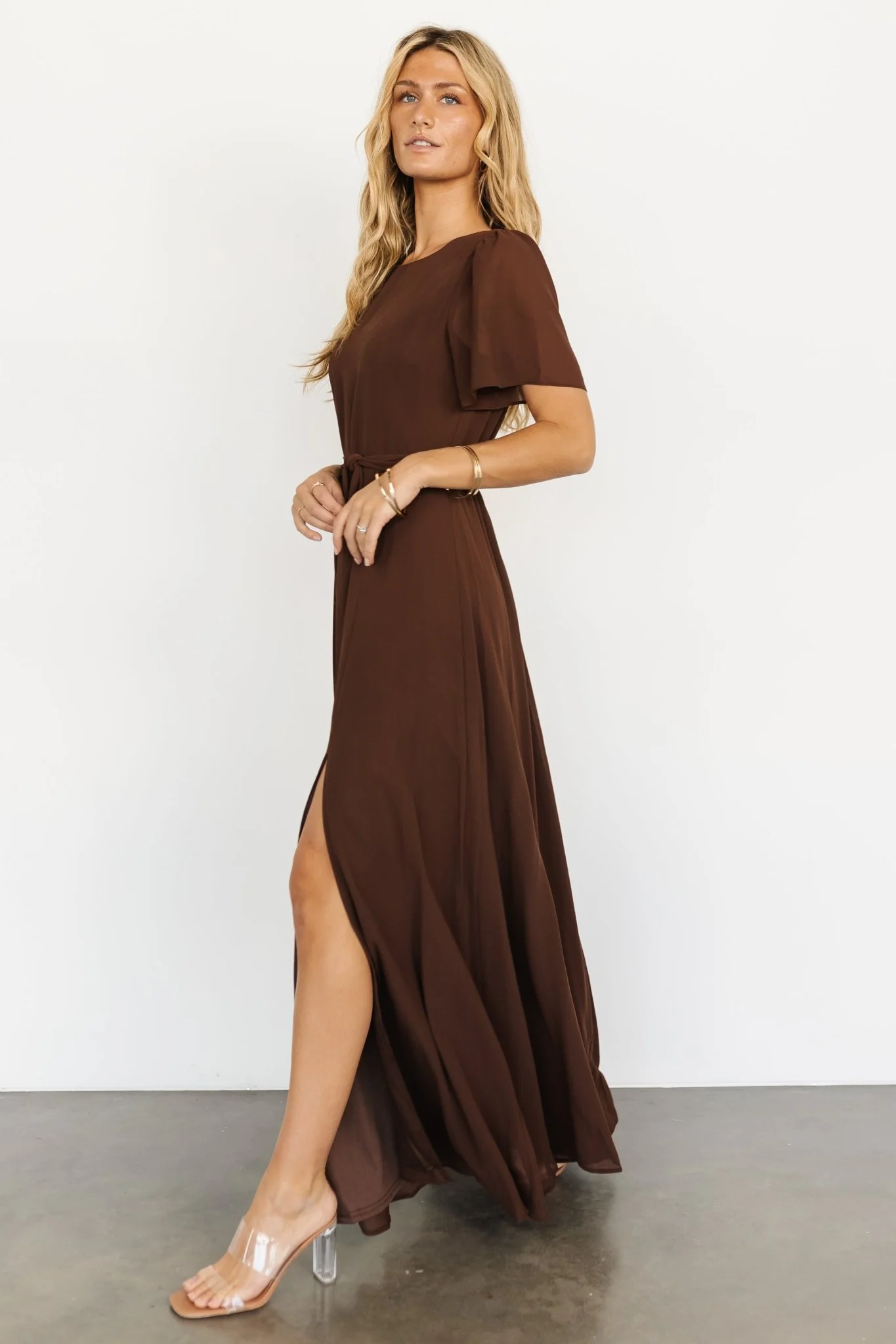 Naomi Short Sleeve Maxi Dress | Espresso - Vlounger
