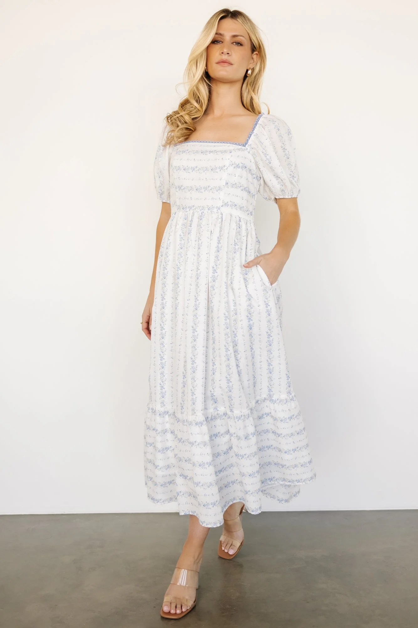 Martine Puff Sleeve Dress | Ivory Multi Floral - Vlounger