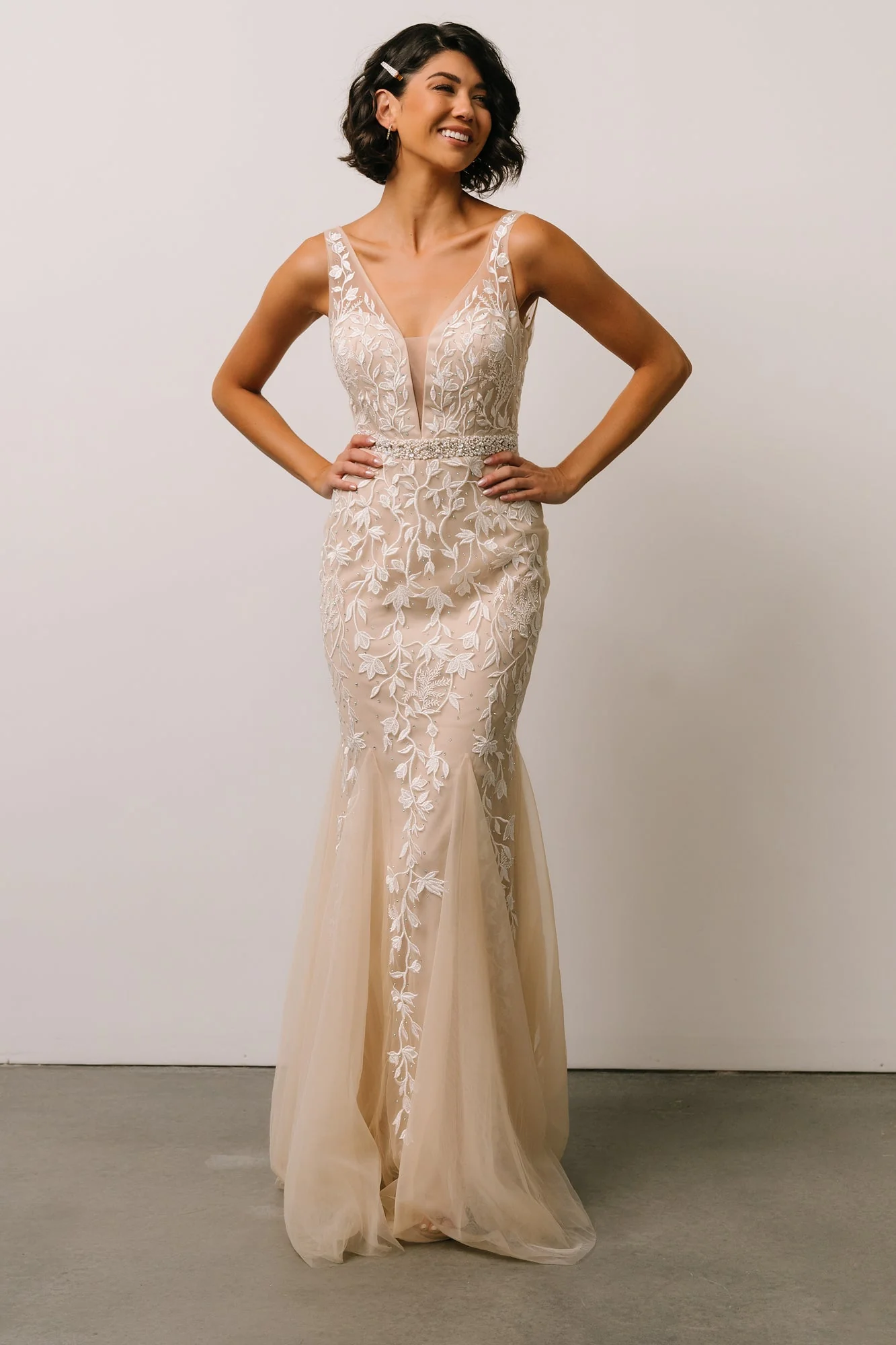 Fleurette Bridal Gown | Beige + Ivory - Vlounger