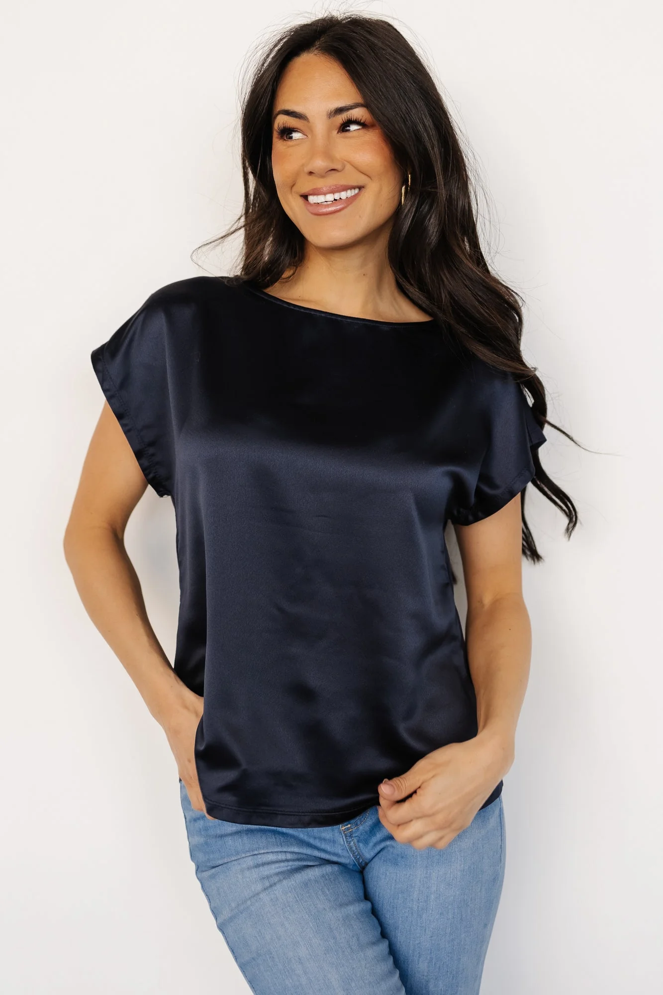 Leonie Satin Top | Navy - Vlounger