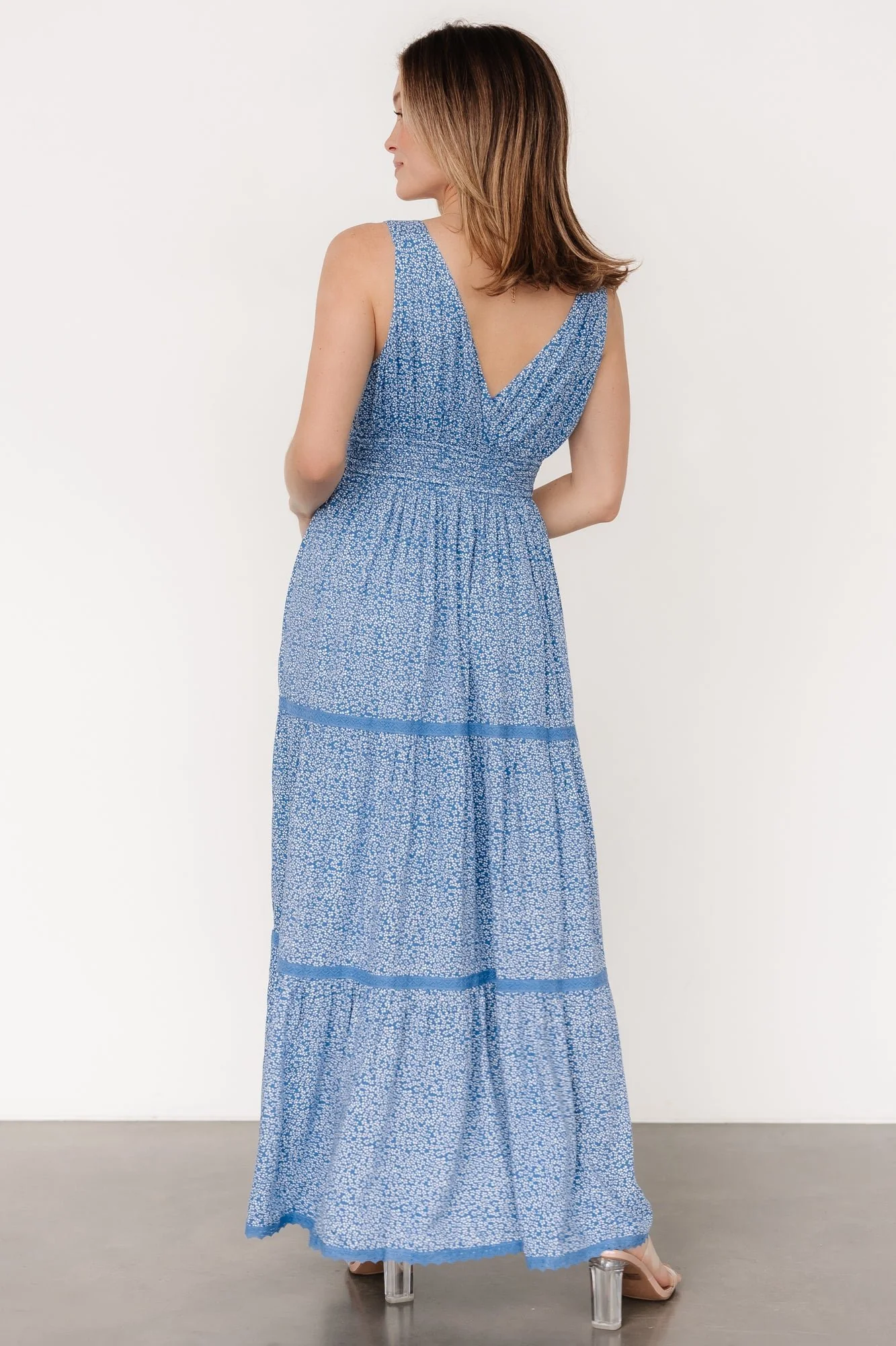 Lauren Maxi Dress | Blue Floral - Vlounger