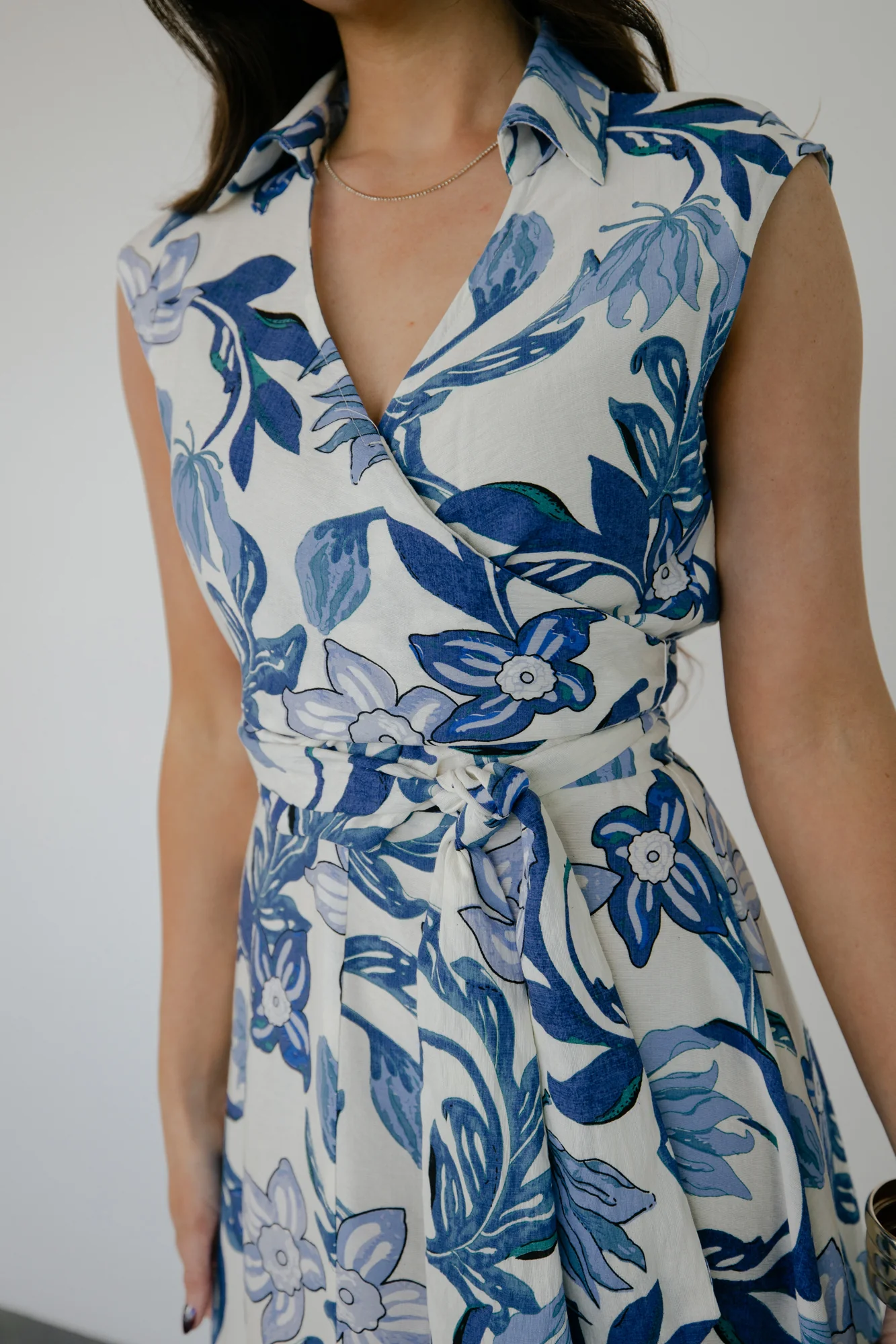 Almeria Maxi Dress | Ivory + Blue Floral - Vlounger