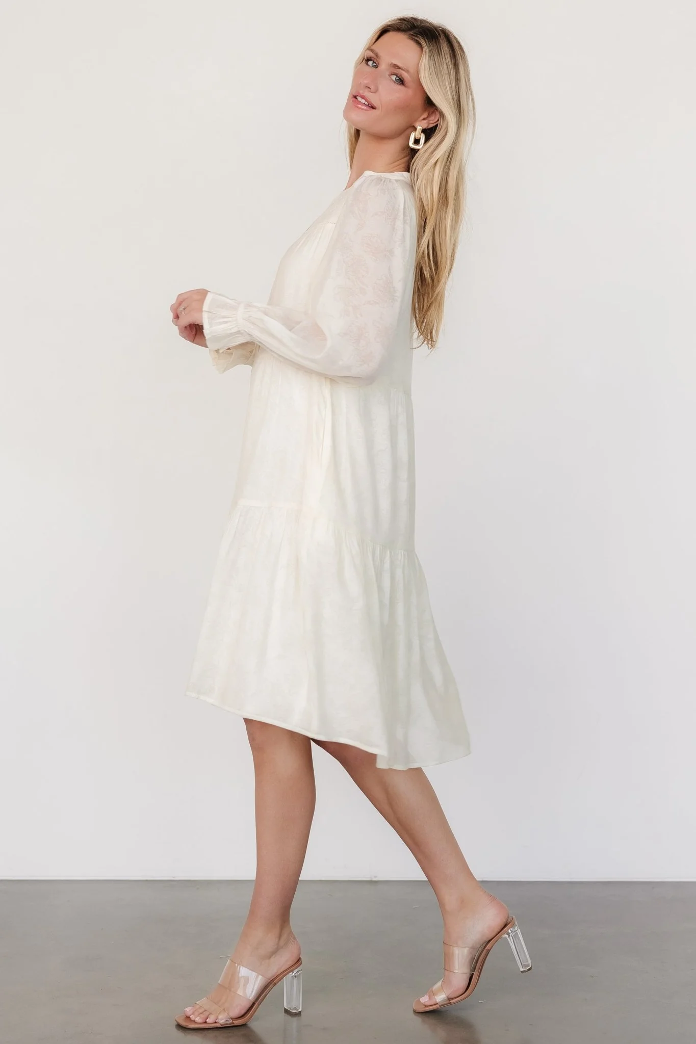 Brenna Button Midi Dress | Cream - Vlounger