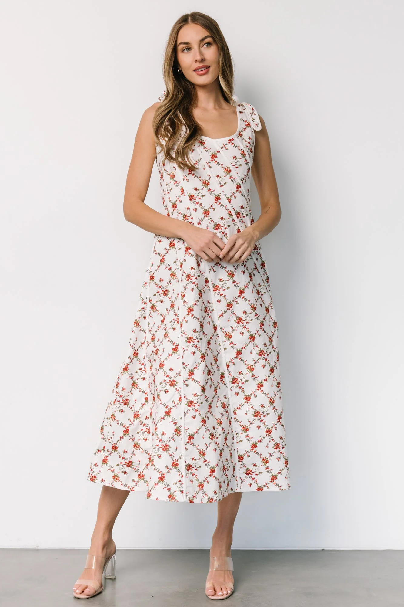 Isla Tank Dress | Off White + Red Floral - Vlounger