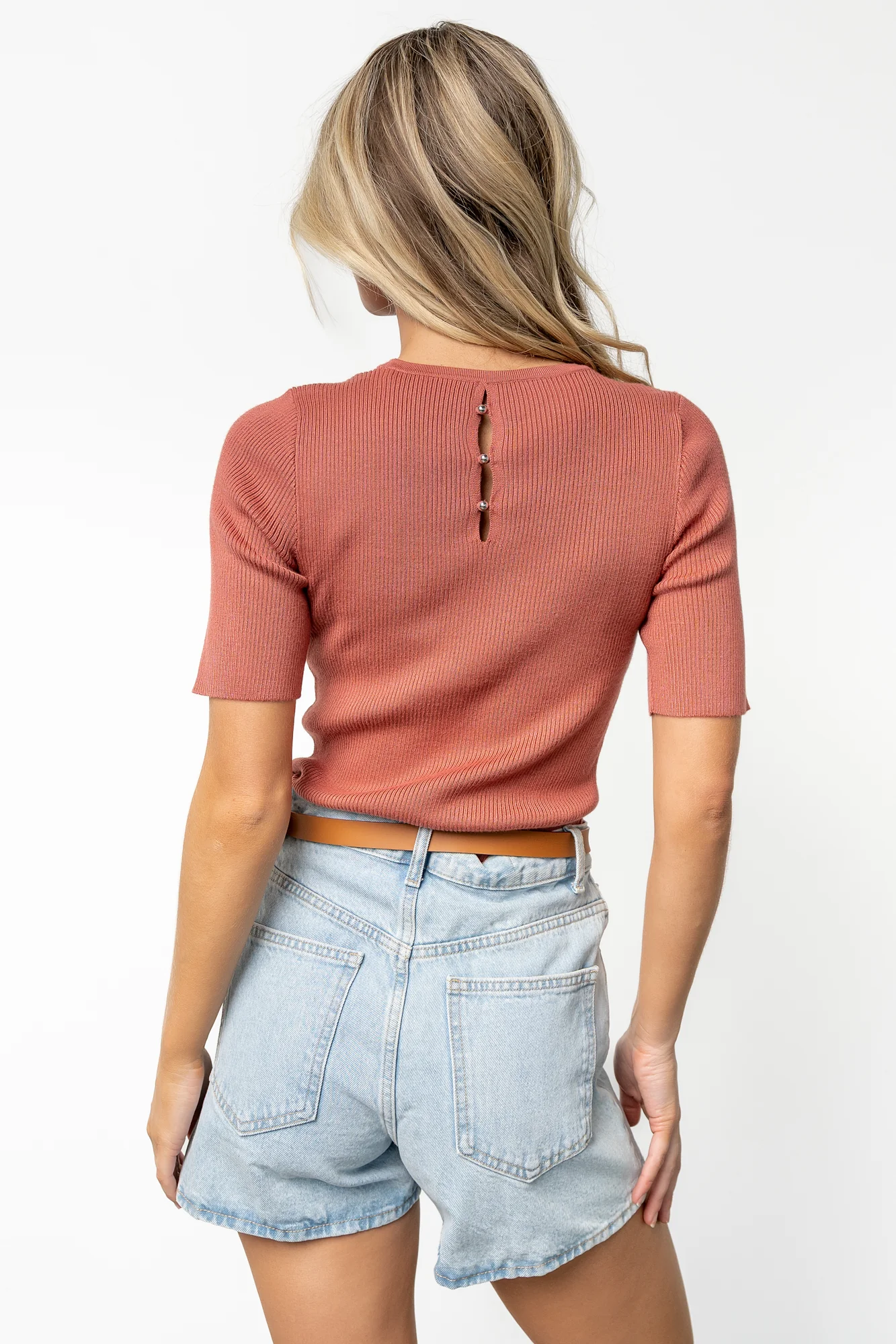 Chiara Ribbed Top | Brick - Vlounger
