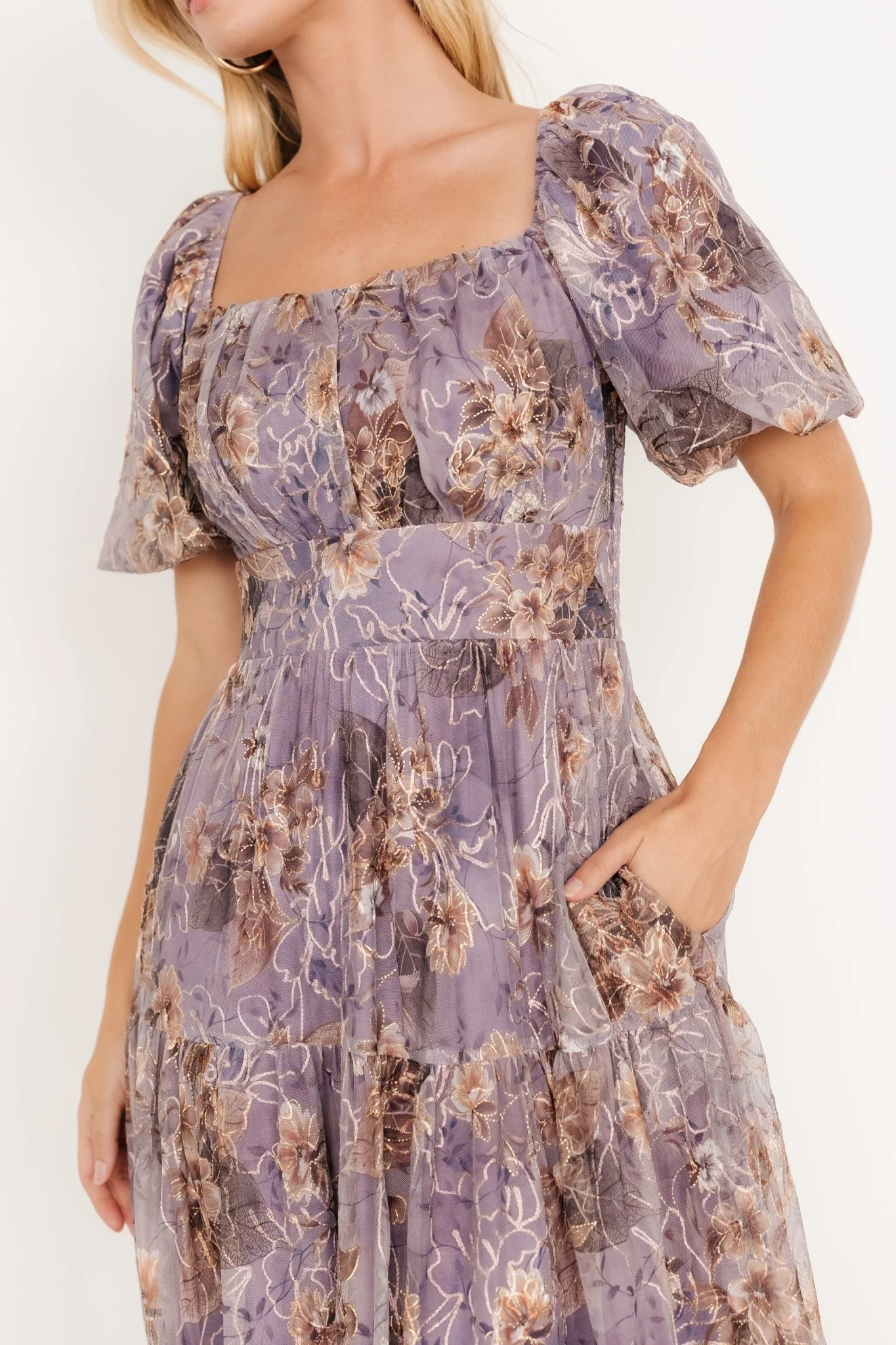 Annabeth Midi Dress | Lavender Floral - Vlounger