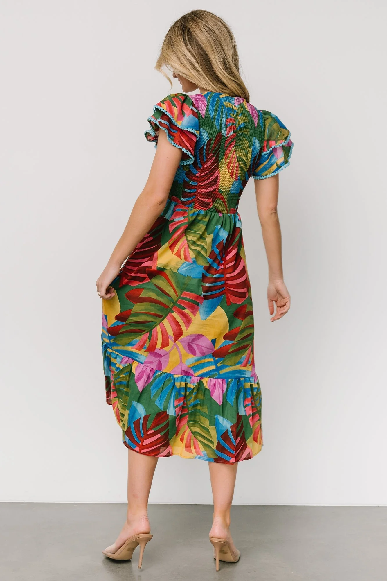 Marielle Smocked Midi Dress | Multi Print - Vlounger