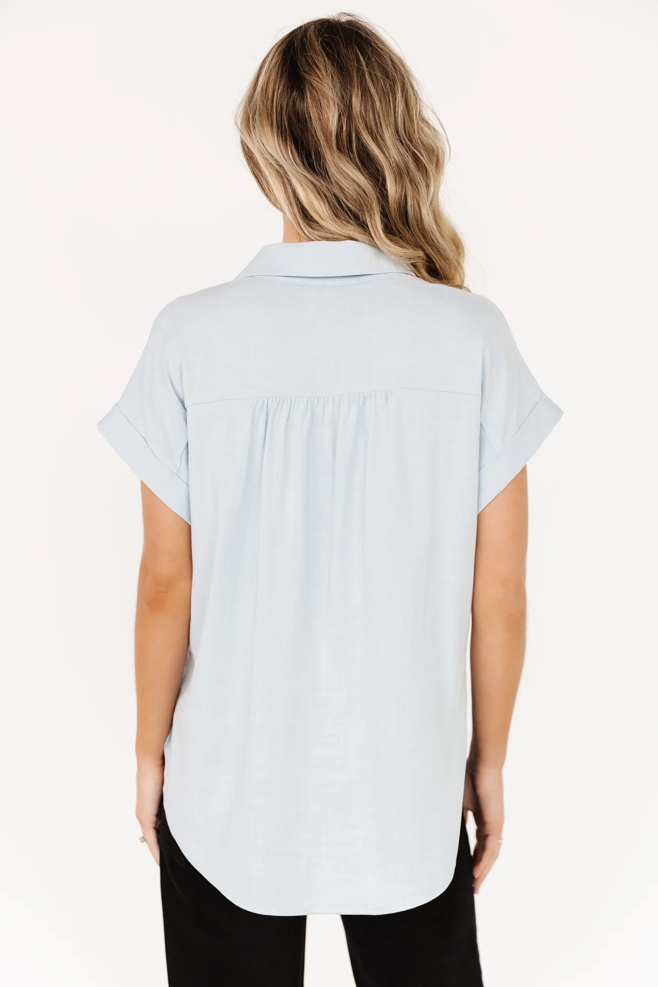 Clarke Button Up Top | Light Blue - Vlounger
