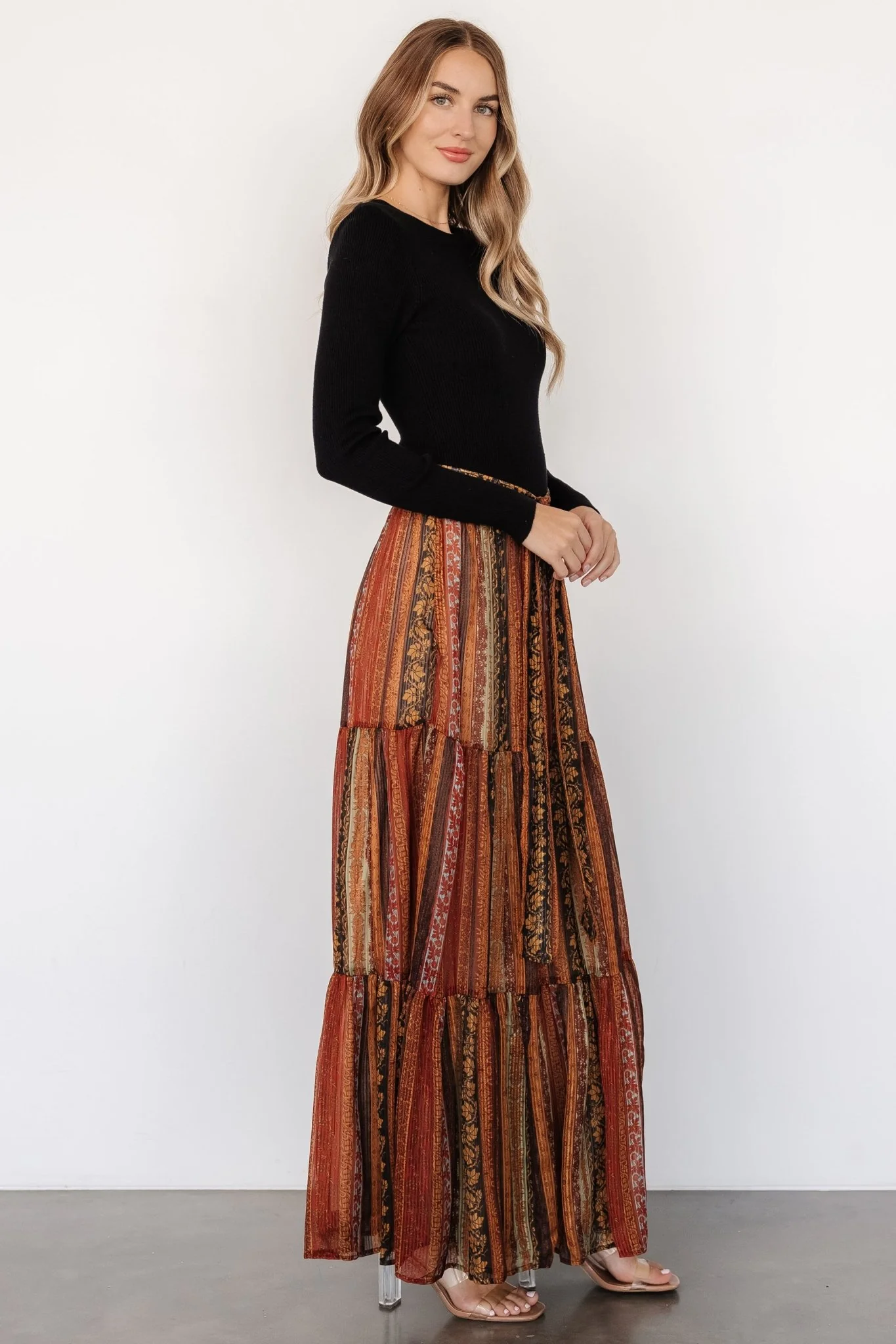 Emryn Sweater Dress | Black + Multi Print - Vlounger