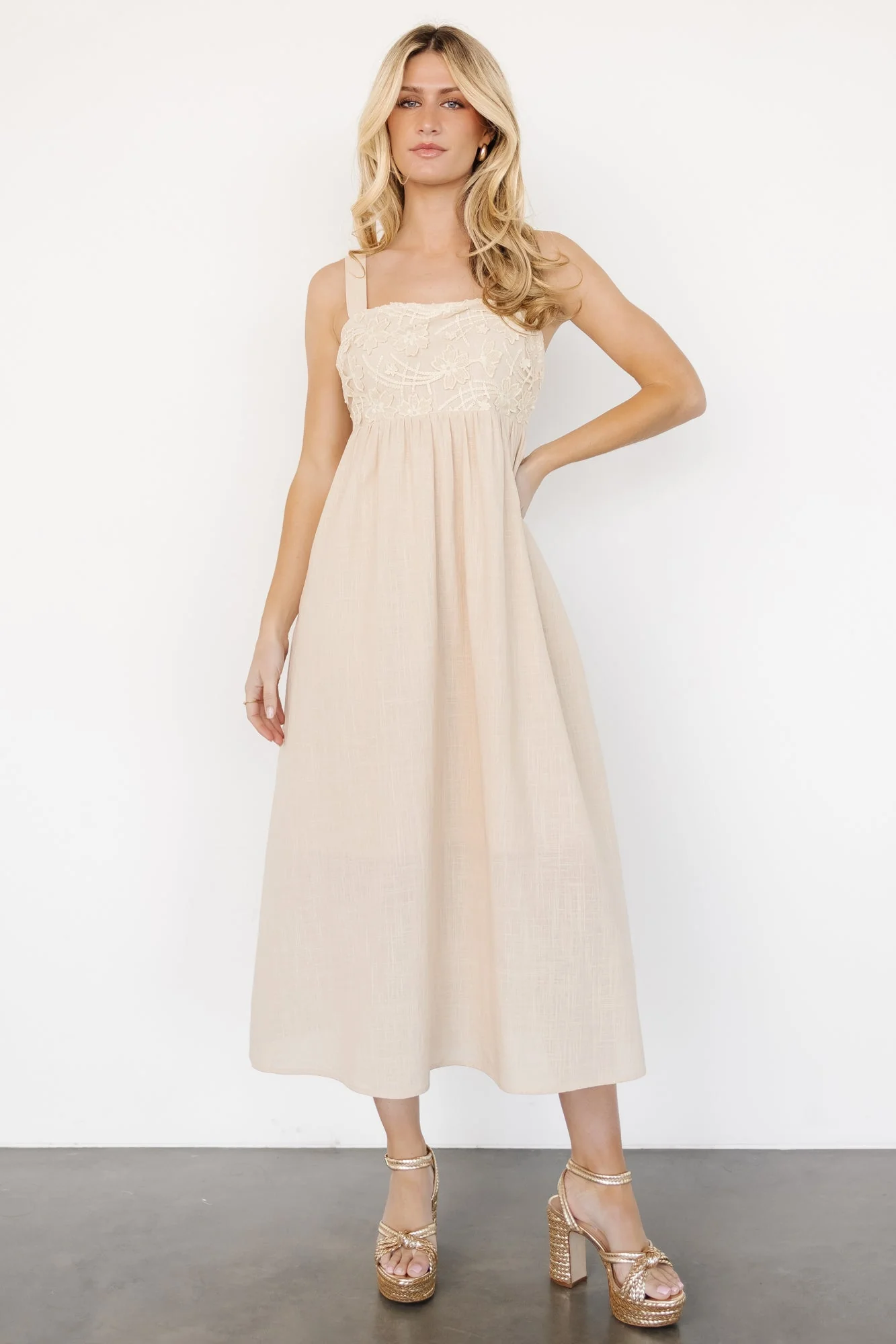 Mia Tie Back Dress | Natural - Vlounger