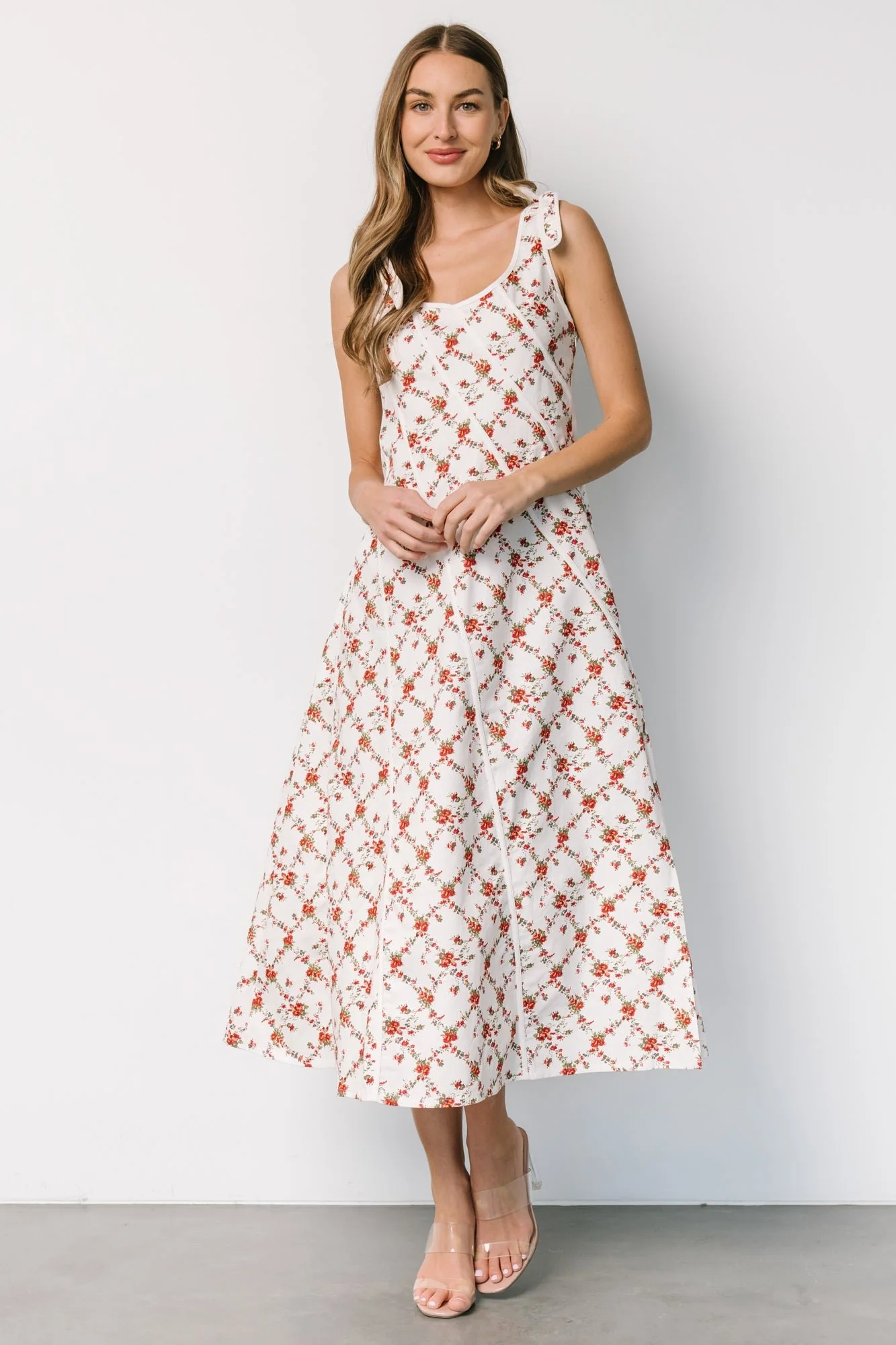 Isla Tank Dress | Off White + Red Floral - Vlounger